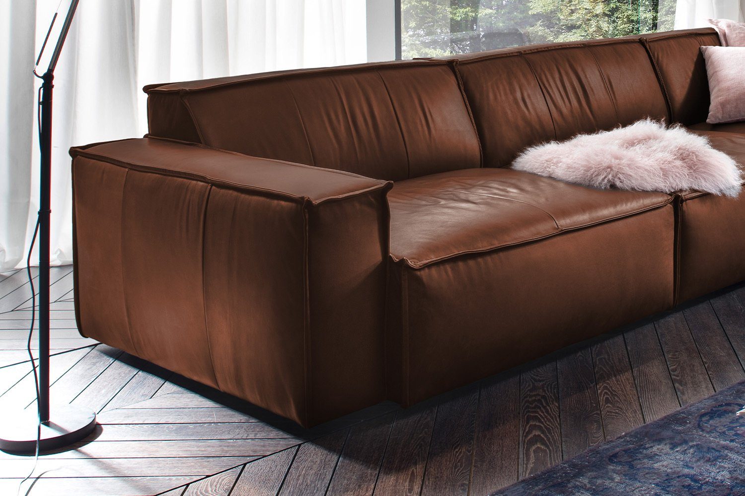 KAWOLA Sofa verschiedene Farben braun SAMU, Leder Riesensofa