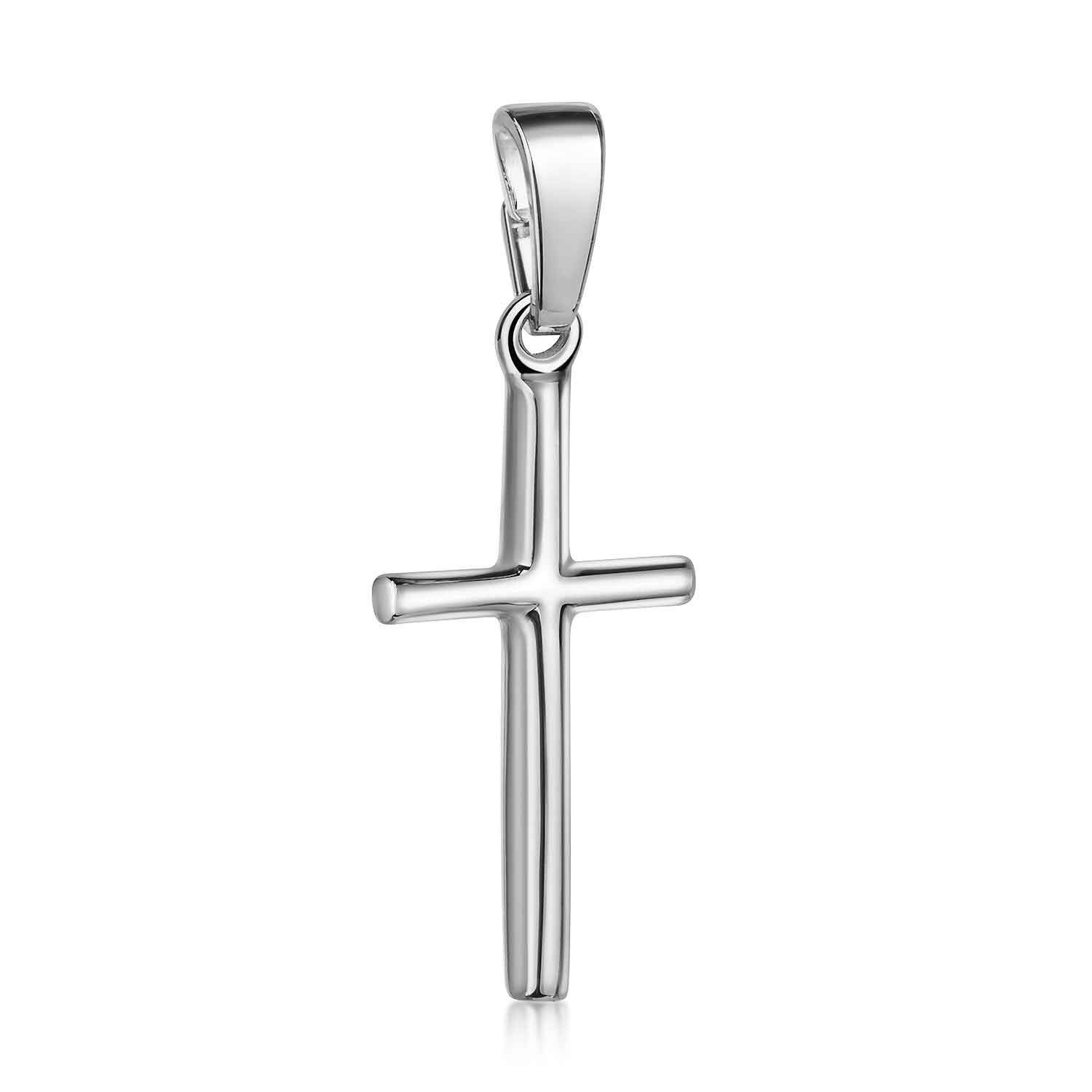 Materia Kreuzanhänger Dezentes Kreuz KA-319, 925 Sterling Silber, rhodiniert