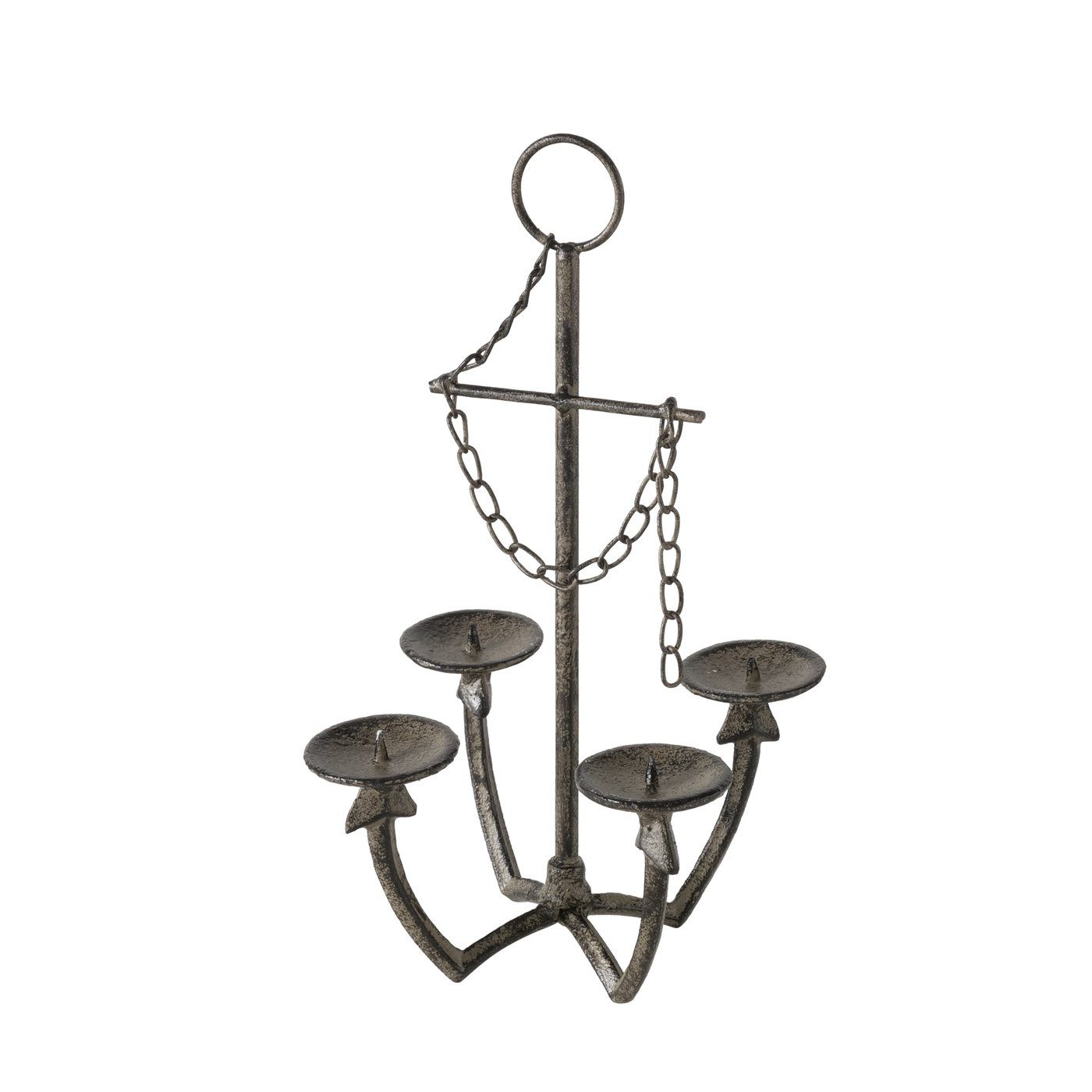 MF Kerzenhalter Kerzenleuchter Anchor aus Gusseisen handgefertigt braun matt Maritim (1 St)