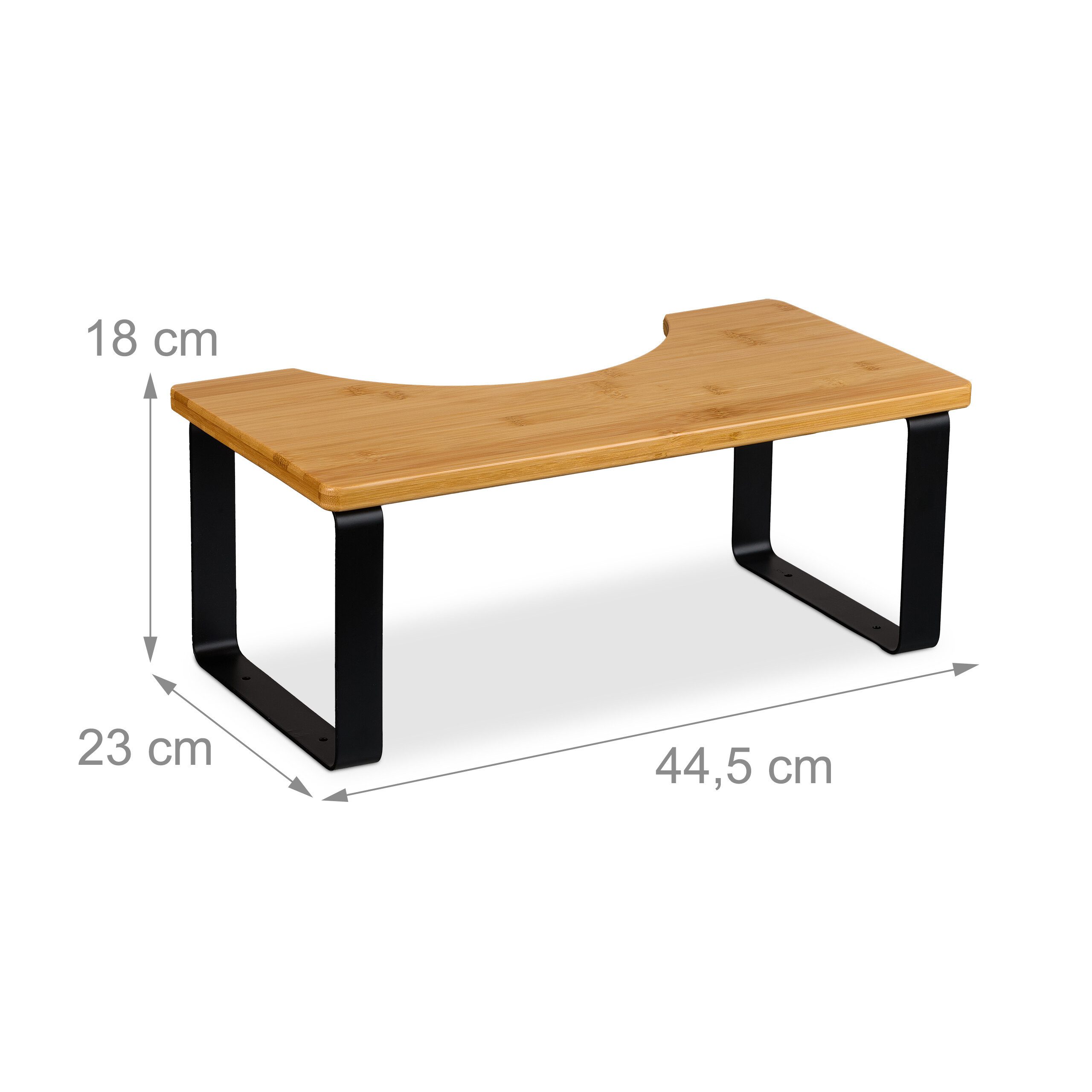 relaxdays Badhocker Toilettenhocker Bambus & Metall (1 St) – Bild 4 von 5