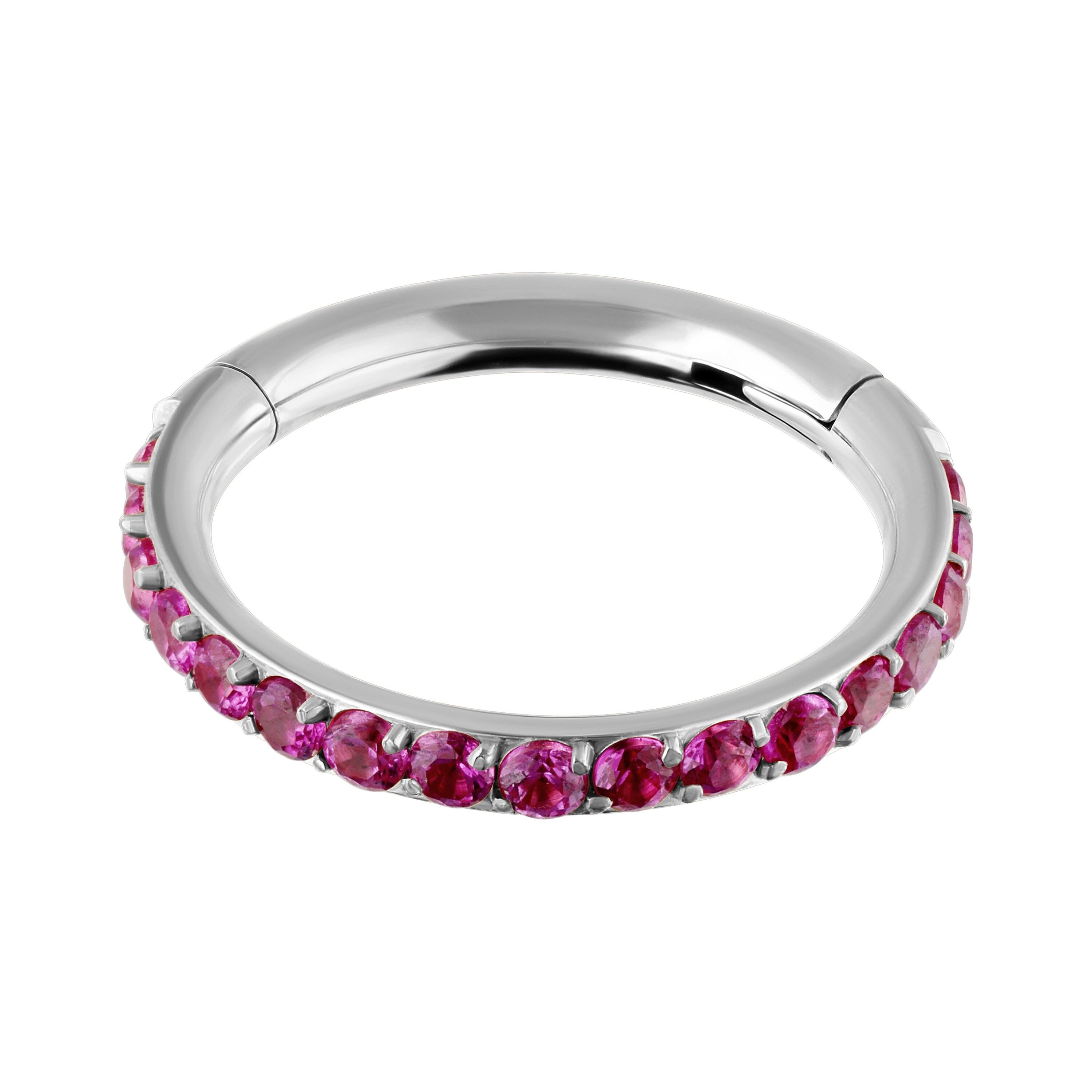 Wildcat Nasenpiercing Maharani Ruby Eternity Clicker für Ohr, Nase, 1 Stück, Titan Grad 23 - wasserfest, hautverträglich, Silber