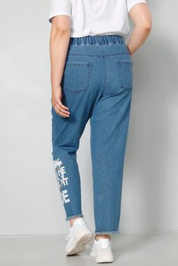 MIAMODA Lederimitathose Jeans-Joggpants Saumdruck Elastikbund