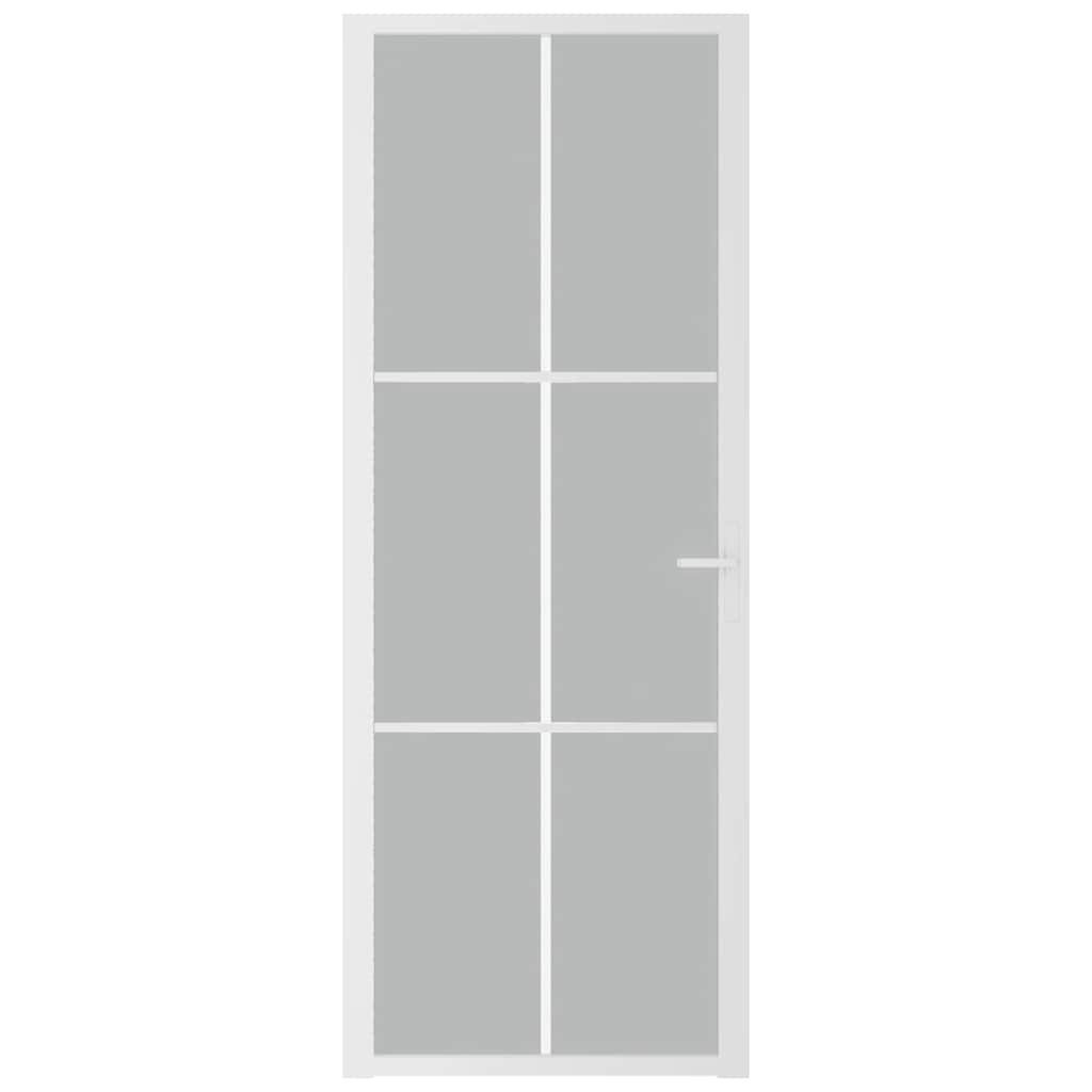 vidaXL Haustür Innentür 76x201,5 cm Weiß Mattglas und Aluminium (1-St)