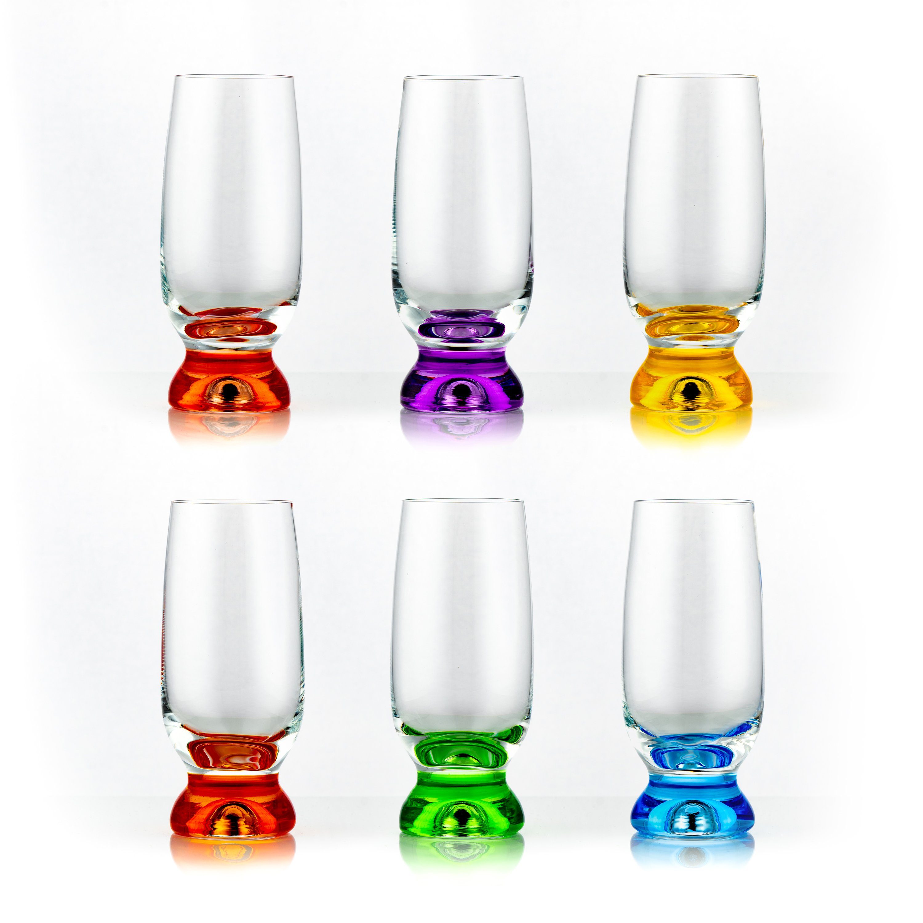 Crystalex Bierglas Gina Painted Longdrinks, Kristallglas, 300 ml, 6er Set, Handbemalt, Kristallglas, mehrfarbig