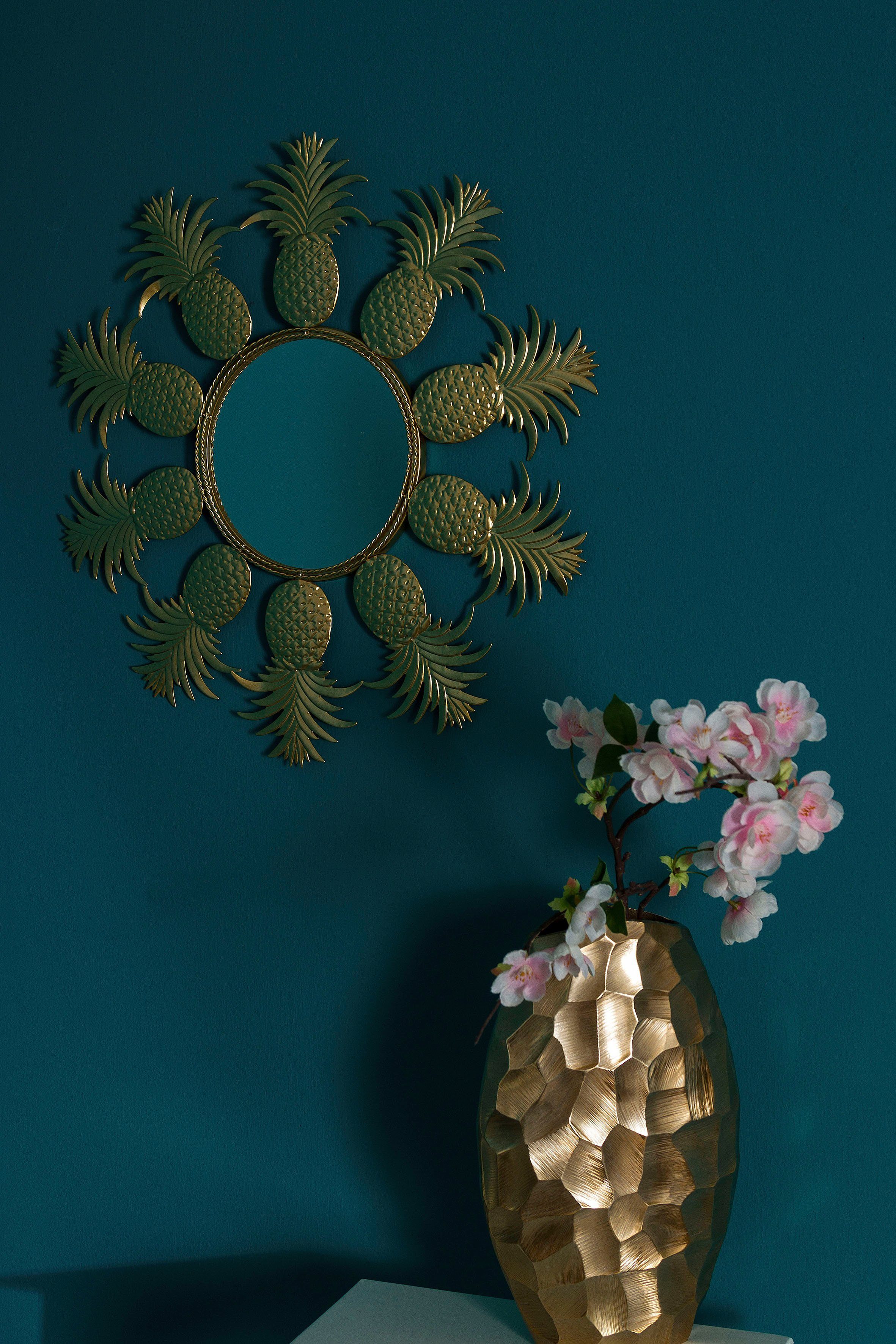 rund, Accessoires Rahmen Blütenform Myflair Landhaus, aus gold, Wandspiegel, Annama Dekospiegel (1-St), & Möbel Metall,