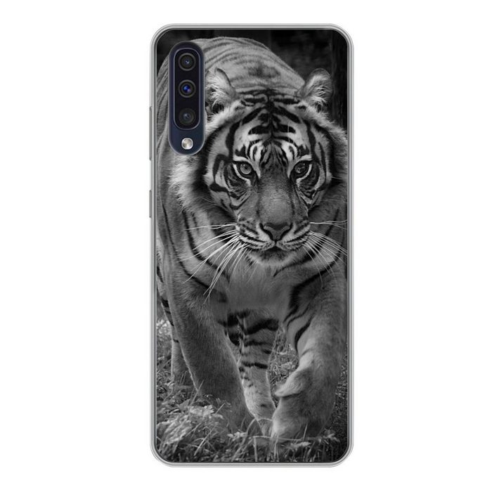 MuchoWow Handyhülle Tiger - Gras - Wilde Tiere Handyhülle Samsung Galaxy A50 Smartphone-Bumper Print Handy