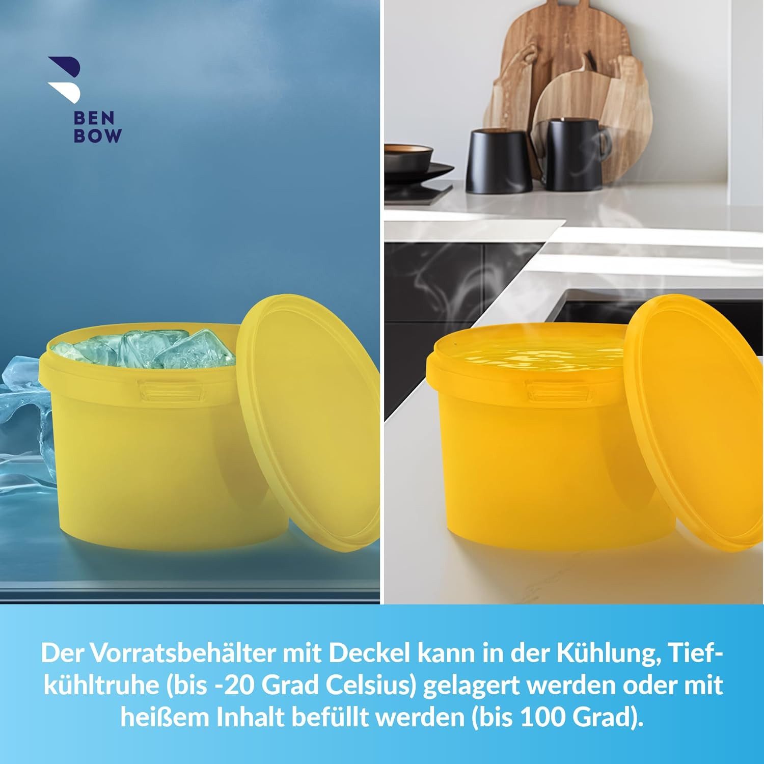 BENBOW Putzeimer Eimer mit Deckel 30 20 10 5 3 1 0,5 L Viele Farben Lebensmittelecht, (1-tlg., PZH-, BRC- und DIN-ISO-zertifiziert), für Lebensmittel, Farben, Chemikalien