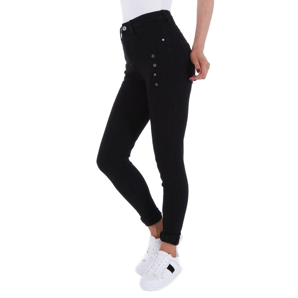 Ital-Design Skinny-fit-Jeans Damen Schwarz Jeans in Skinny Stretch Elegant
