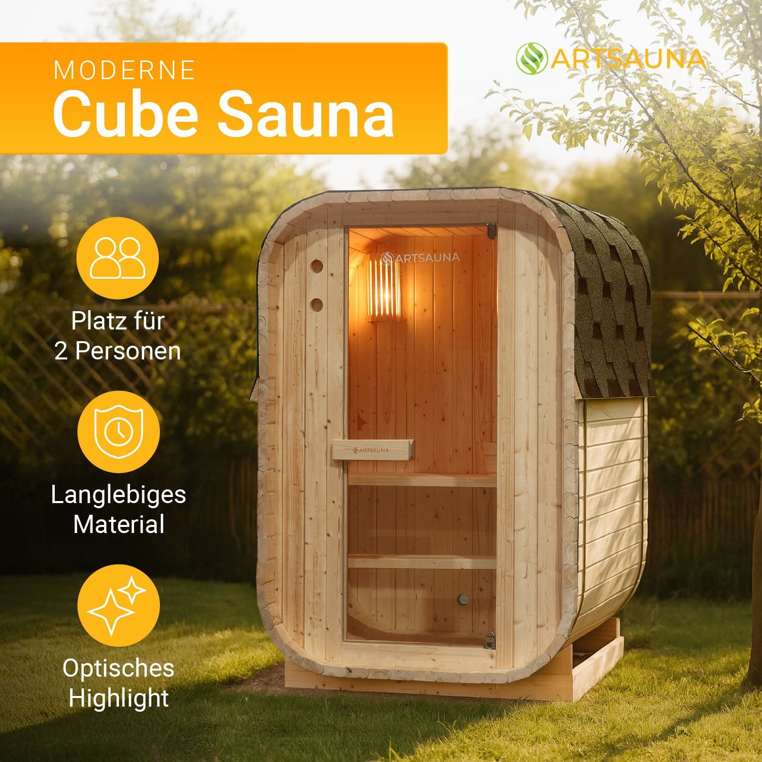 Artsauna Fasssauna Nolvik, BxTxH: 128 x 120 x 194 cm, 38 mm, Für 1 bis 2 Pe günstig online kaufen