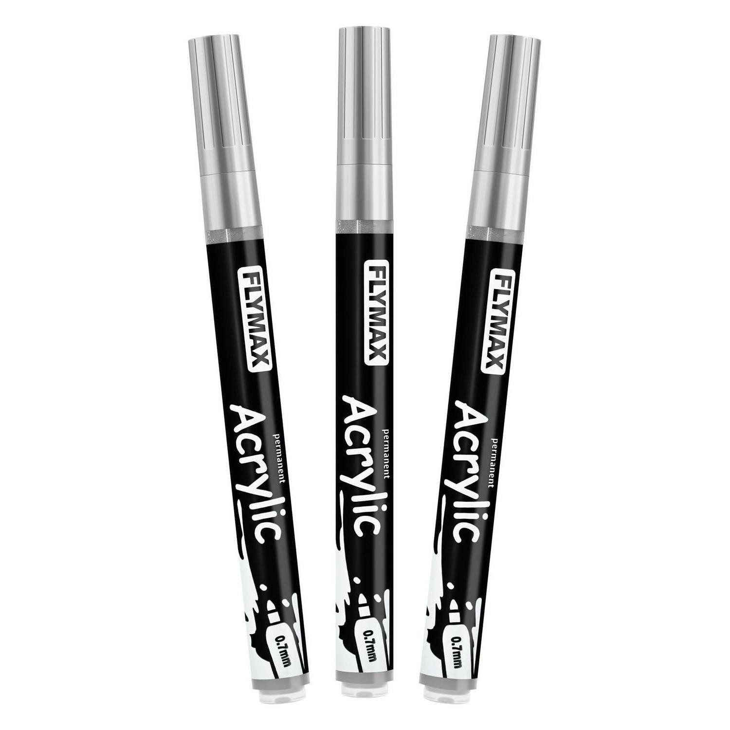 LuxusKollektion Permanentmarker Silber Marker Stifte 0,7mm Fein 3er Pack
