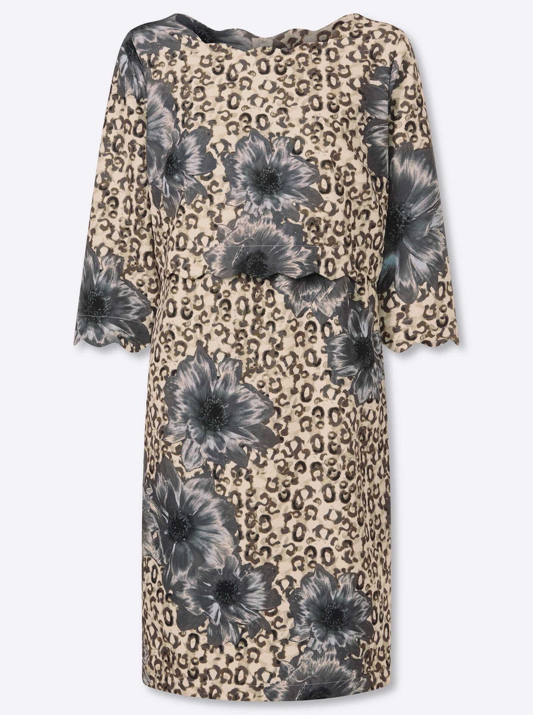 Etuikleid Druck-Kleid 3/4-Arm