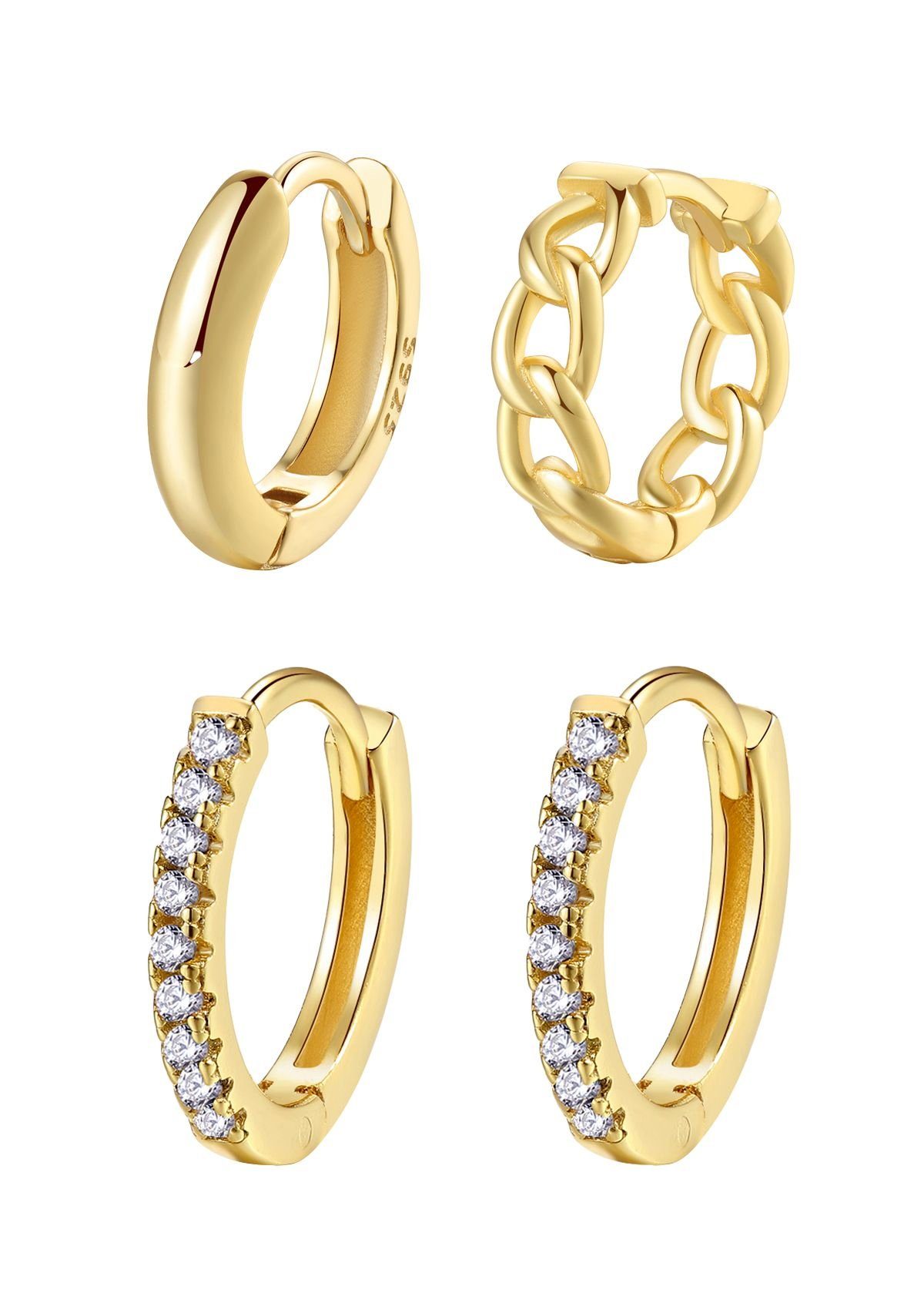 Hey Happiness Creolen-Set Layer Glieder geflochten, Basic Ohrringe rund Kri günstig online kaufen