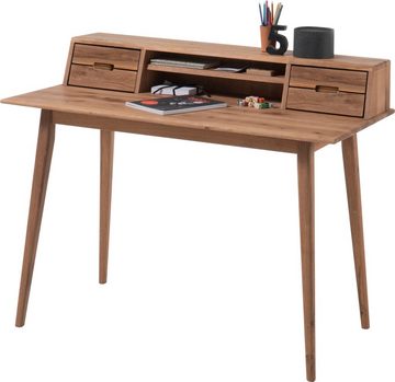 MCA furniture Schreibtisch Melbourne, Massivholz Asteiche geölt mit Schubladen, Breite 110 cm