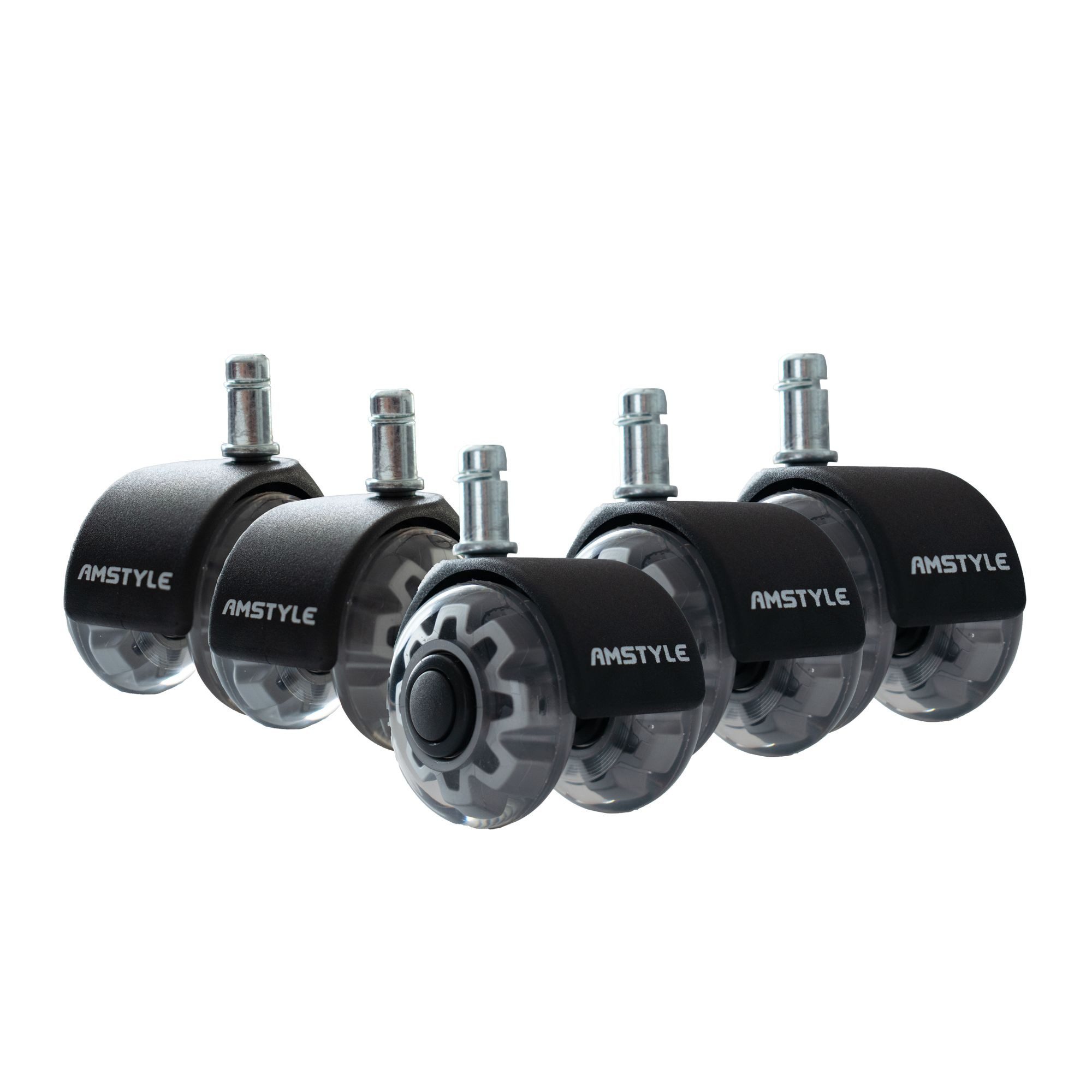 FINEBUY Möbelrolle FB68160 5er Set Bürostuhlrollen Schwerlastrollen Hartbodenrollen, (für Bürostuhl 11 mm Stift / Durchmesser 50 mm, Set besteht aus 5 Rollen), 5er Set leichtgängige Universal-Schwerlastrollen