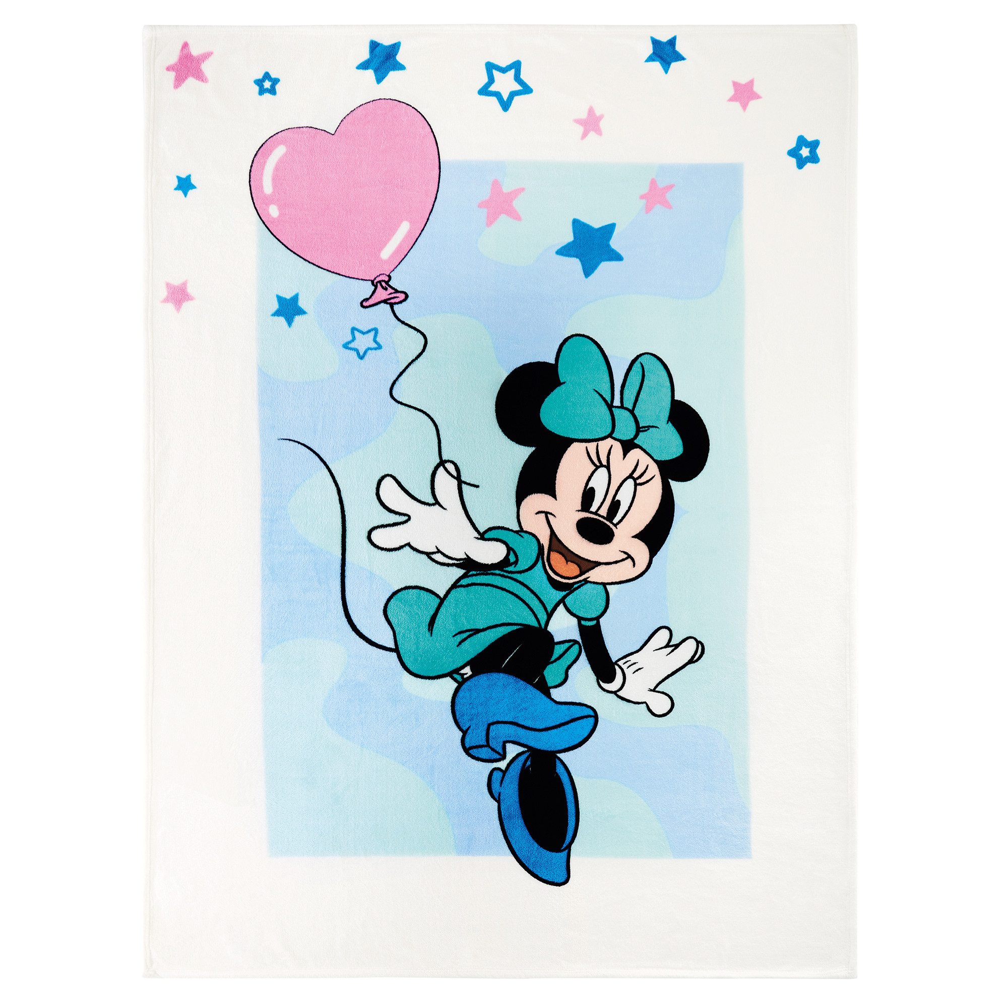 Kinderdecke Minnie Mouse Decke Blau 130x170 cm Kuscheldecke Fleecedecke Mini Maus, BERONAGE, passend zur Bettwäsche, ideal für Sofa, Couch, Kinder-Bett, Auto