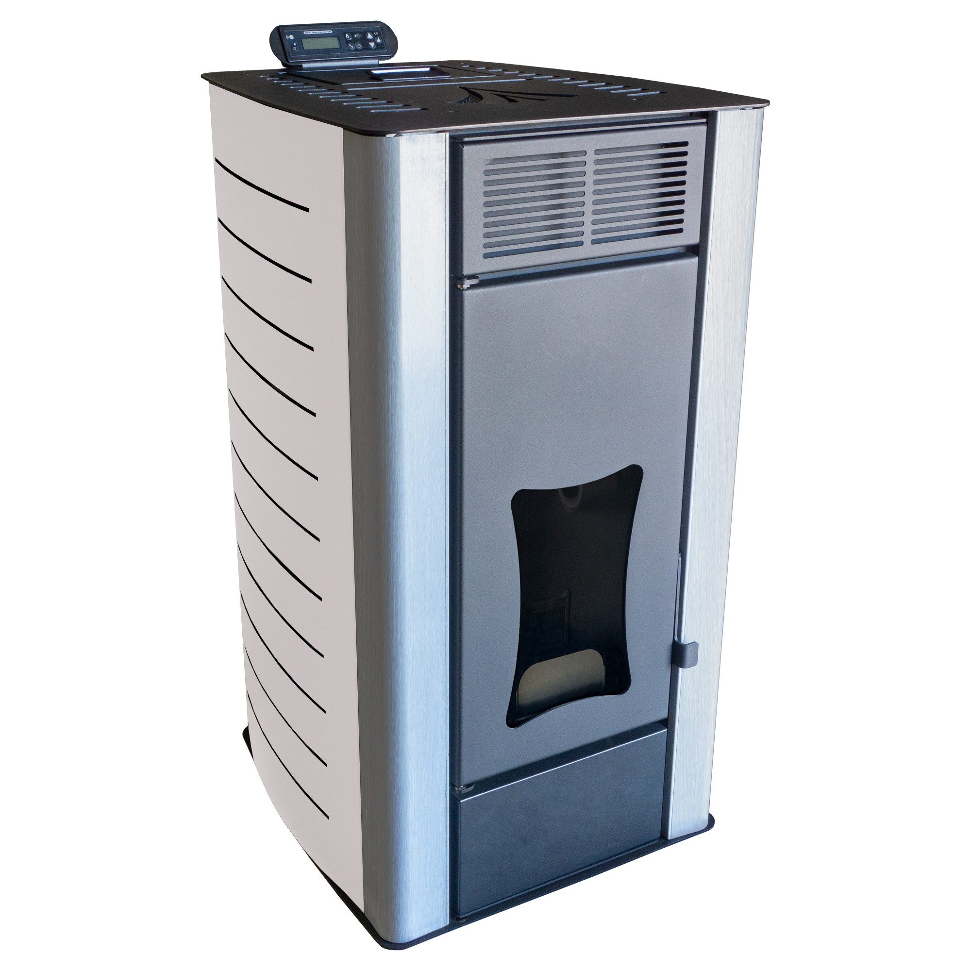 NEMAXX Pelletofen P18 Pelletheizung 18 kW bis300m³ Wi-Fi Ready – wasserführend – Weiß