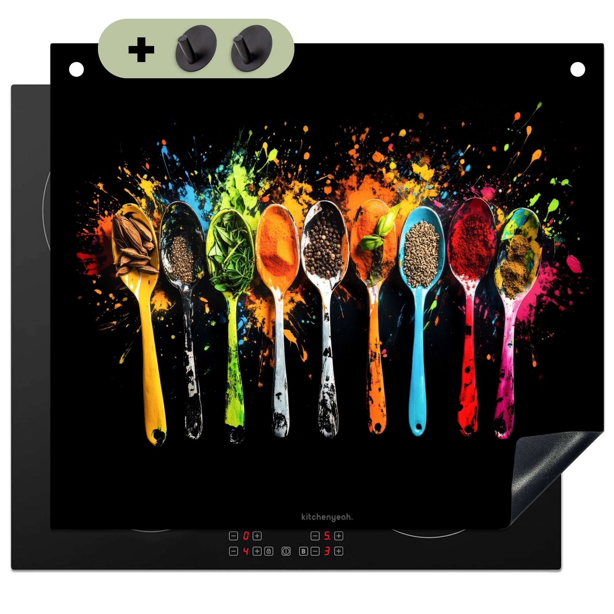 KitchenYeah Küchenrückwand Löffel - Gewürze - Modern - Farbe - Farbenfroh, günstig online kaufen