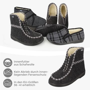 filsko Medle Damen Winter Hüttenschuhe mit Reißverschluss Hausschuh HüttenSchuhe, aus Filz, mit Schafwolle gefüttert