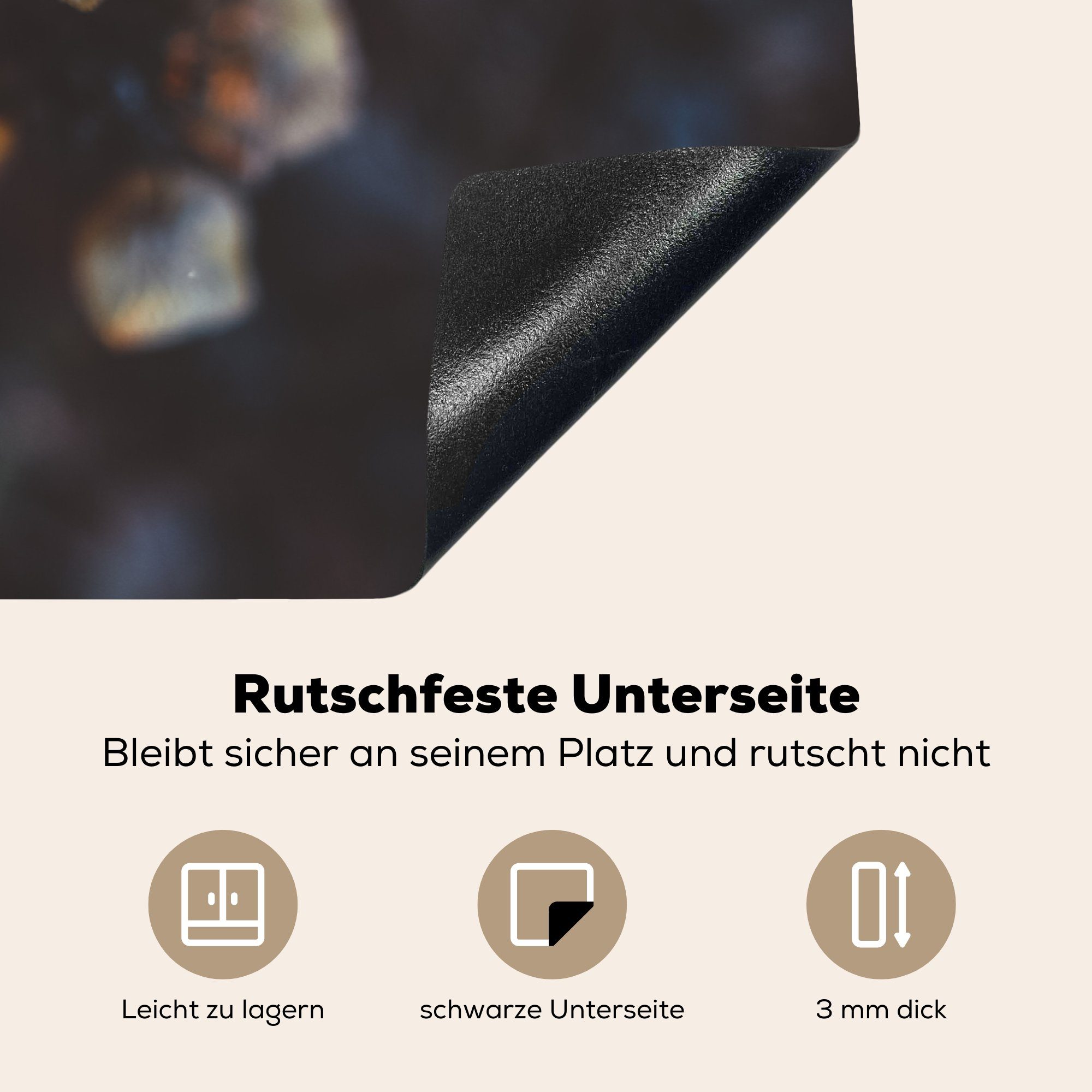 MuchoWow Herdblende-/Abdeckplatte 81x52 für - (1 cm, Blumen küche, tlg), Induktionskochfeld Vinyl, Nacht, Ceranfeldabdeckung Strauch Schutz - die