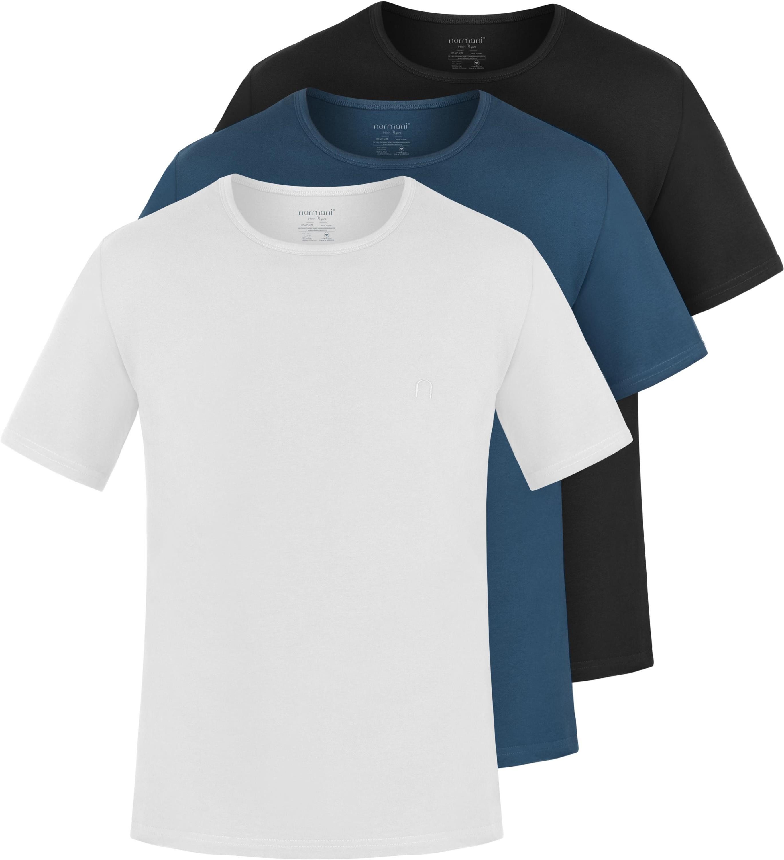 normani Kurzarmshirt 3er Set Herren T-Shirts aus Bio-Baumwolle Nyons (3er-Pack) Basic Shirt für Männer GOTS-zertifiziert