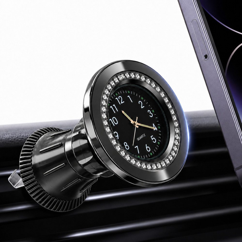 NEXGEN LUXUS HANDY-ZUBEHÖR Smartphone-Halterung Handyhalterung Auto Magnet KFZ Smartphone Halterung mit Uhr NEU, (Deutsche Marke, N52 Magnetkraft, Extra stabiler Halt)