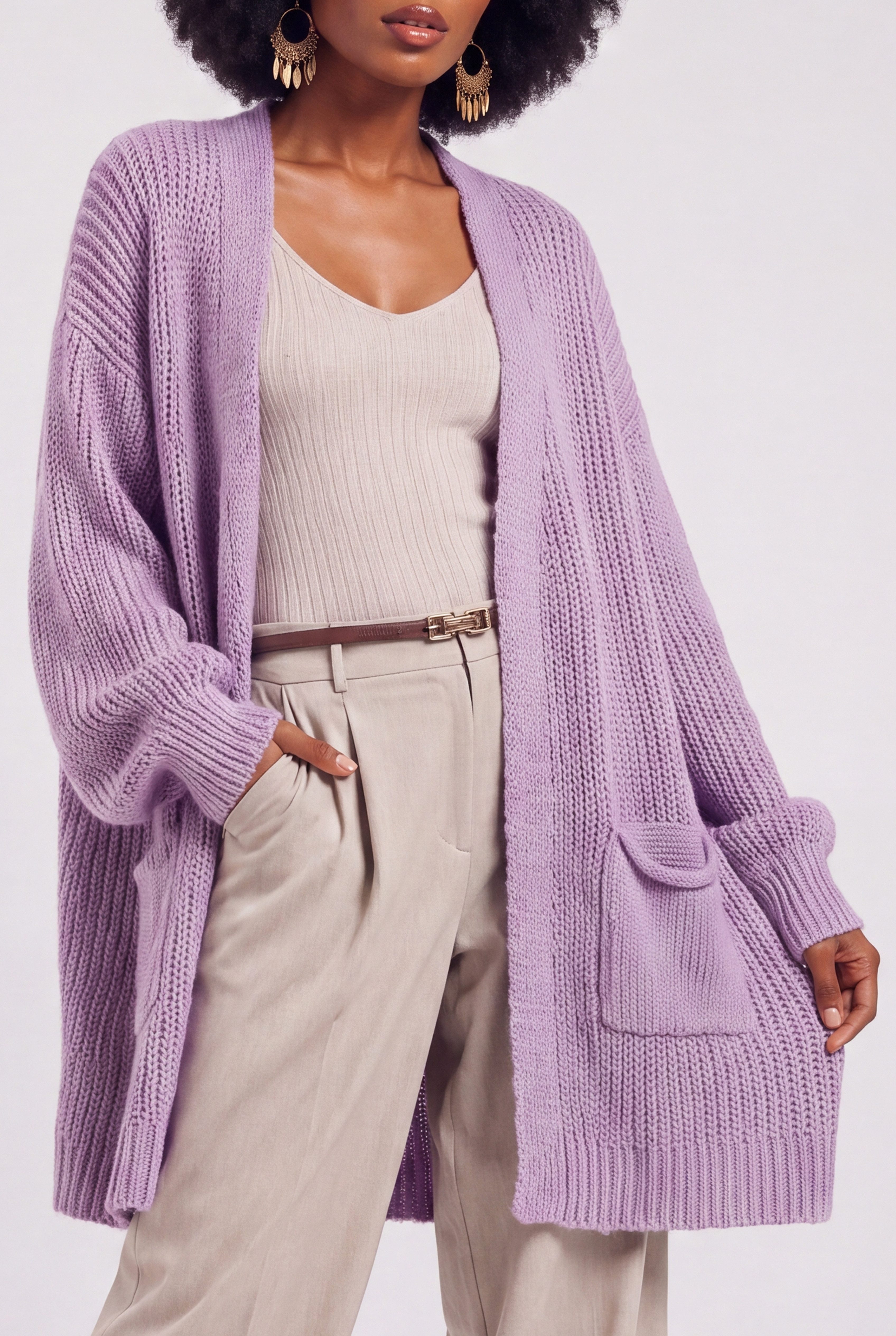 YC Fashion & Style Cardigan Offene Damen Strickjacke aus Grobstrick mit Taschen – One Size 34–46 in Unifarbe