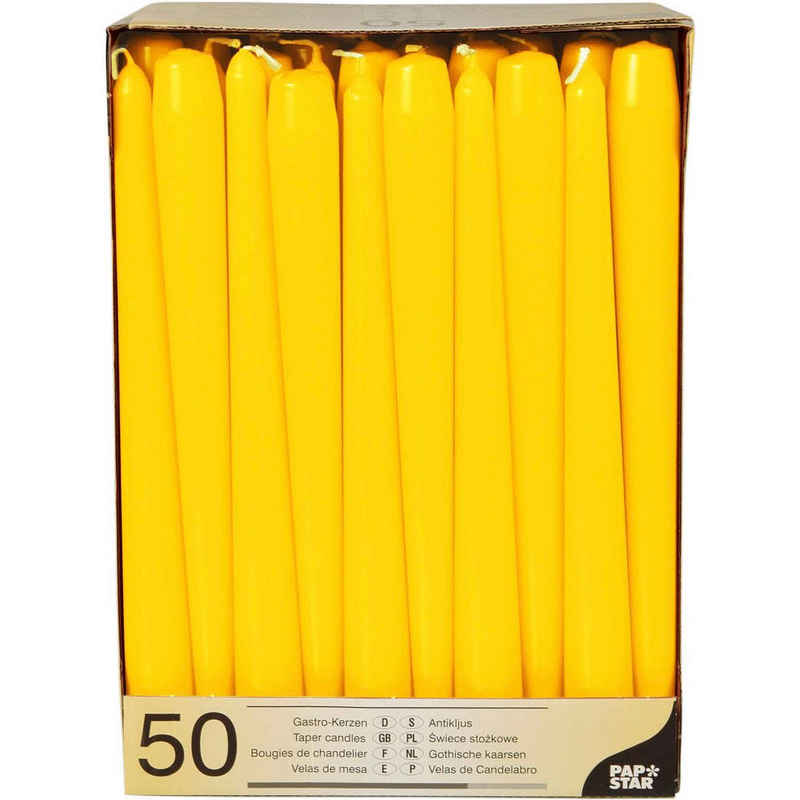PAPSTAR Tafelkerze 50 Leuchterkerzen Tafelkerzen Ø22mm L25cm gelb