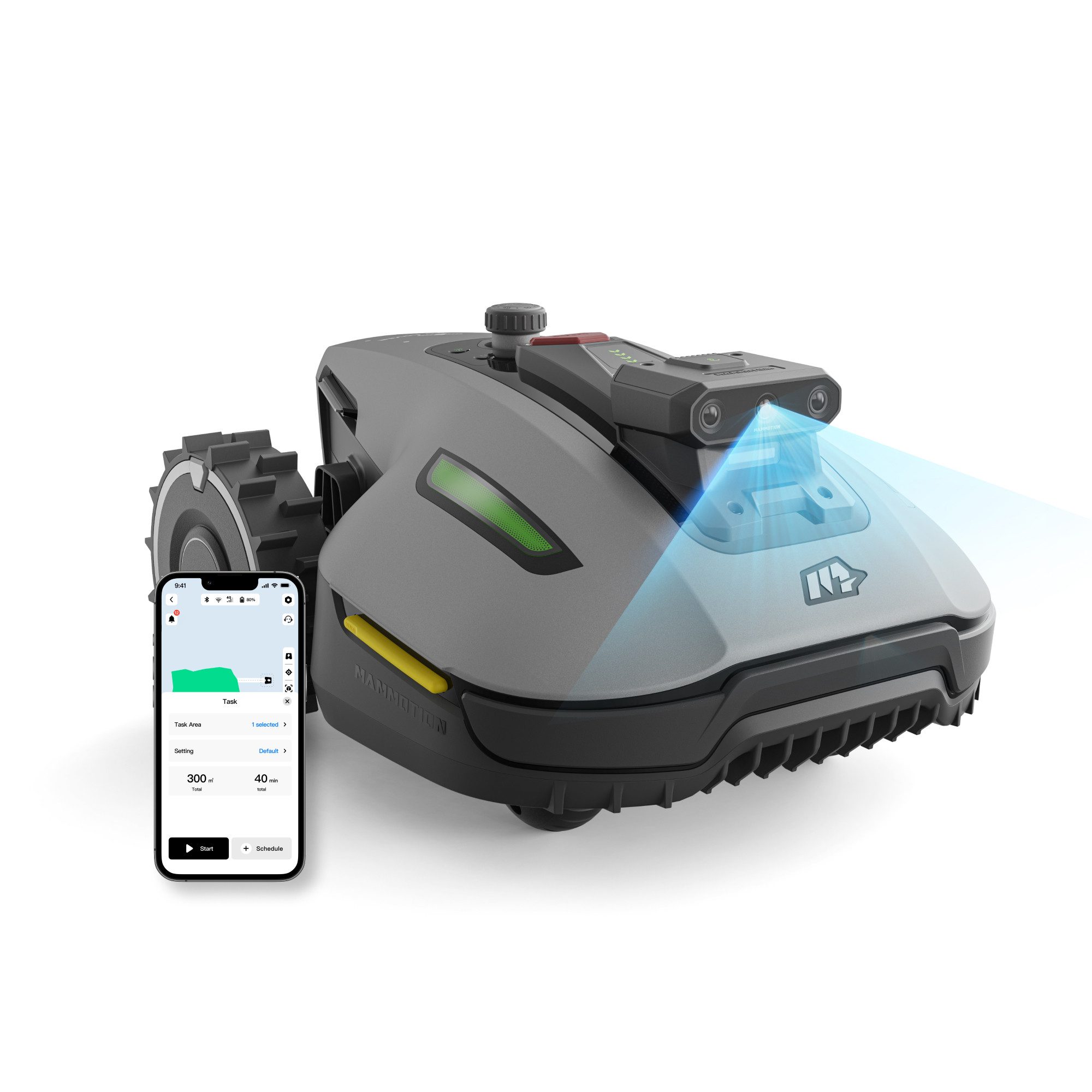 Mammotion Rasenmähroboter YUKA Mini Vision, bis 700 m² Rasenfläche, (Kein RTK erforderlich, mit 4G-Modul, Triple-Cam AI Vision Navigation), Automatische Kartierung, Hindernisvermeidung, Routenplanung, App