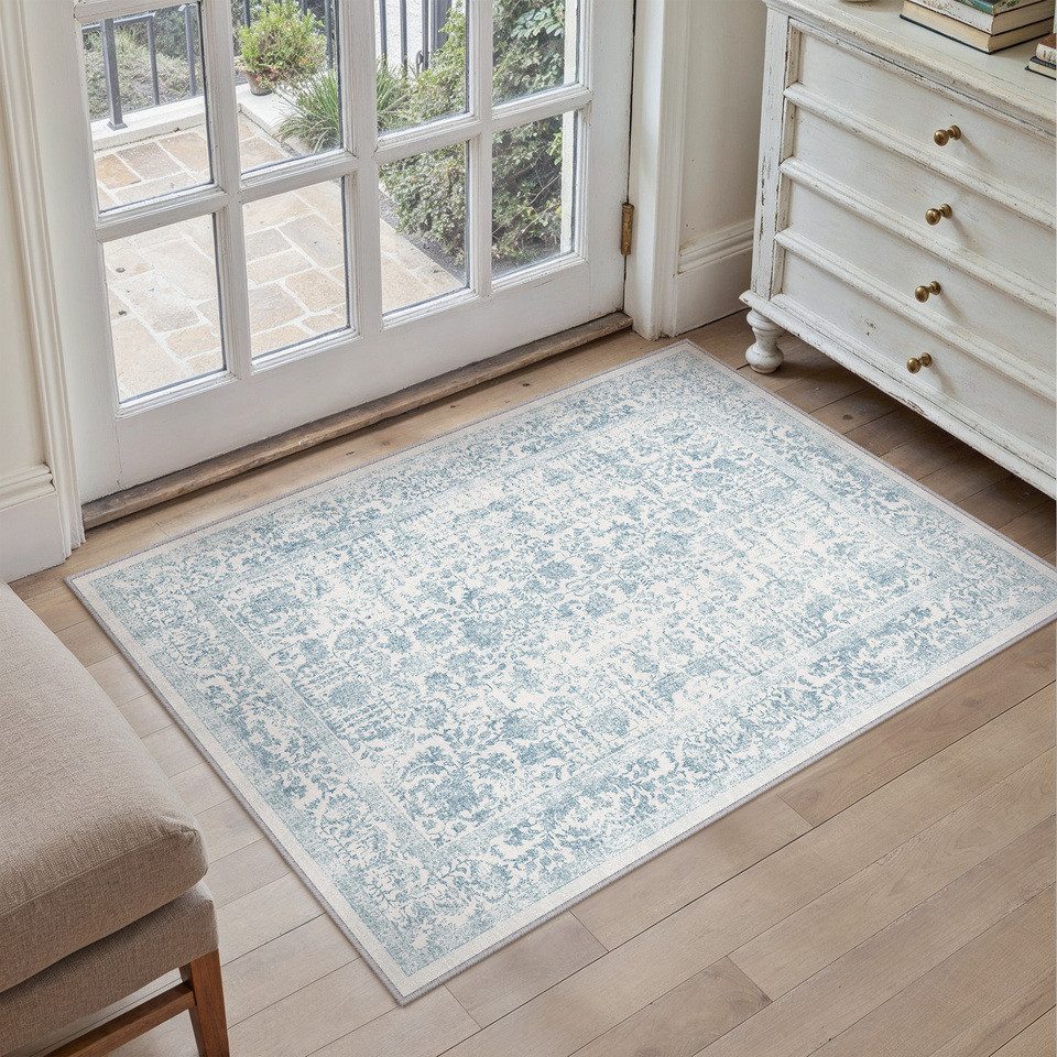 PURECOZY Teppich kurzflor, Wohnzimmerteppich, rutschfester Teppich, Vintage-Stil, rechteckig, Höhe: 50 mm, geeignet für verschiedene Innenräume, 180x60cm