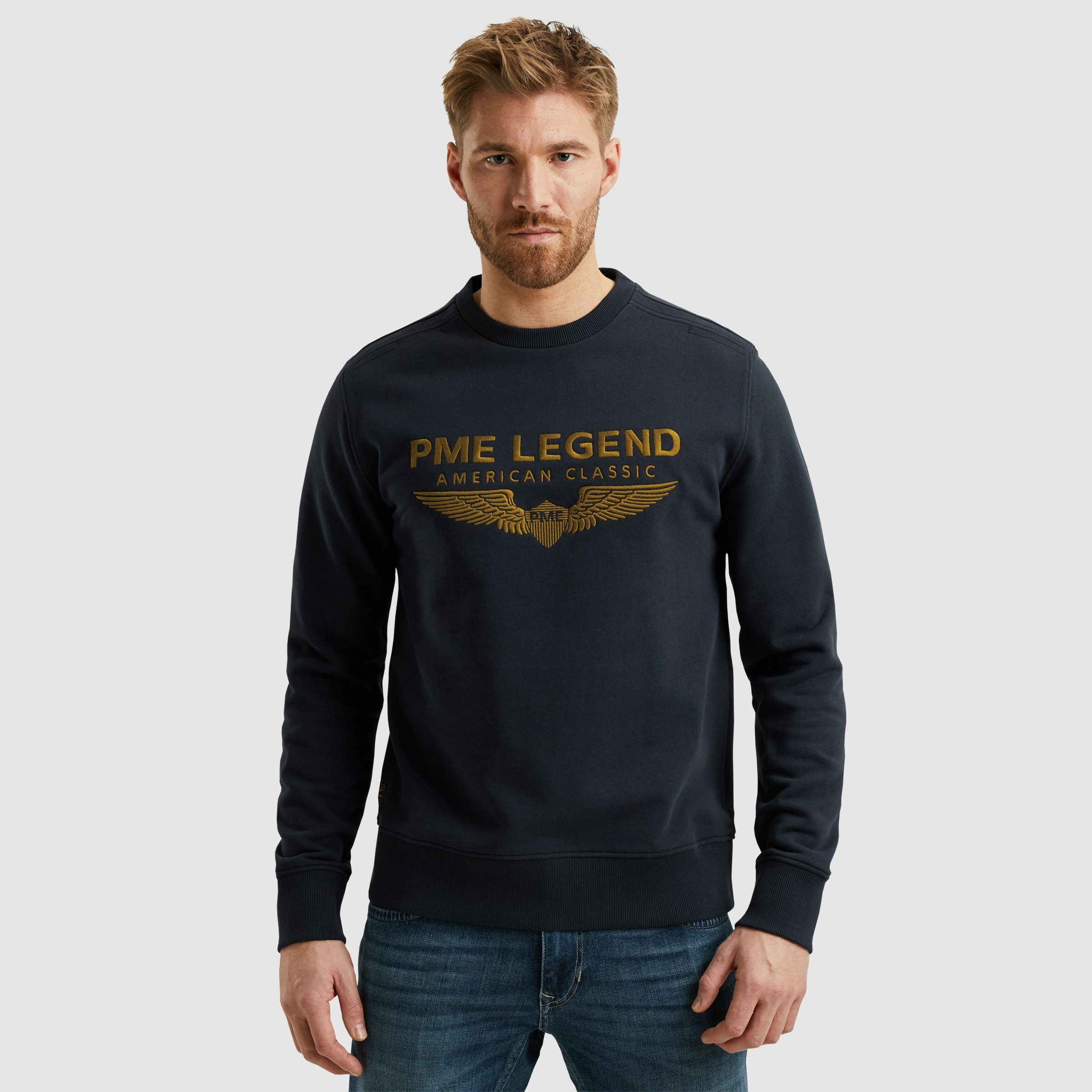 PME LEGEND Sweatshirt Crewneck soft terry with logo mit Logo Stickerei – Bild 2 von 5