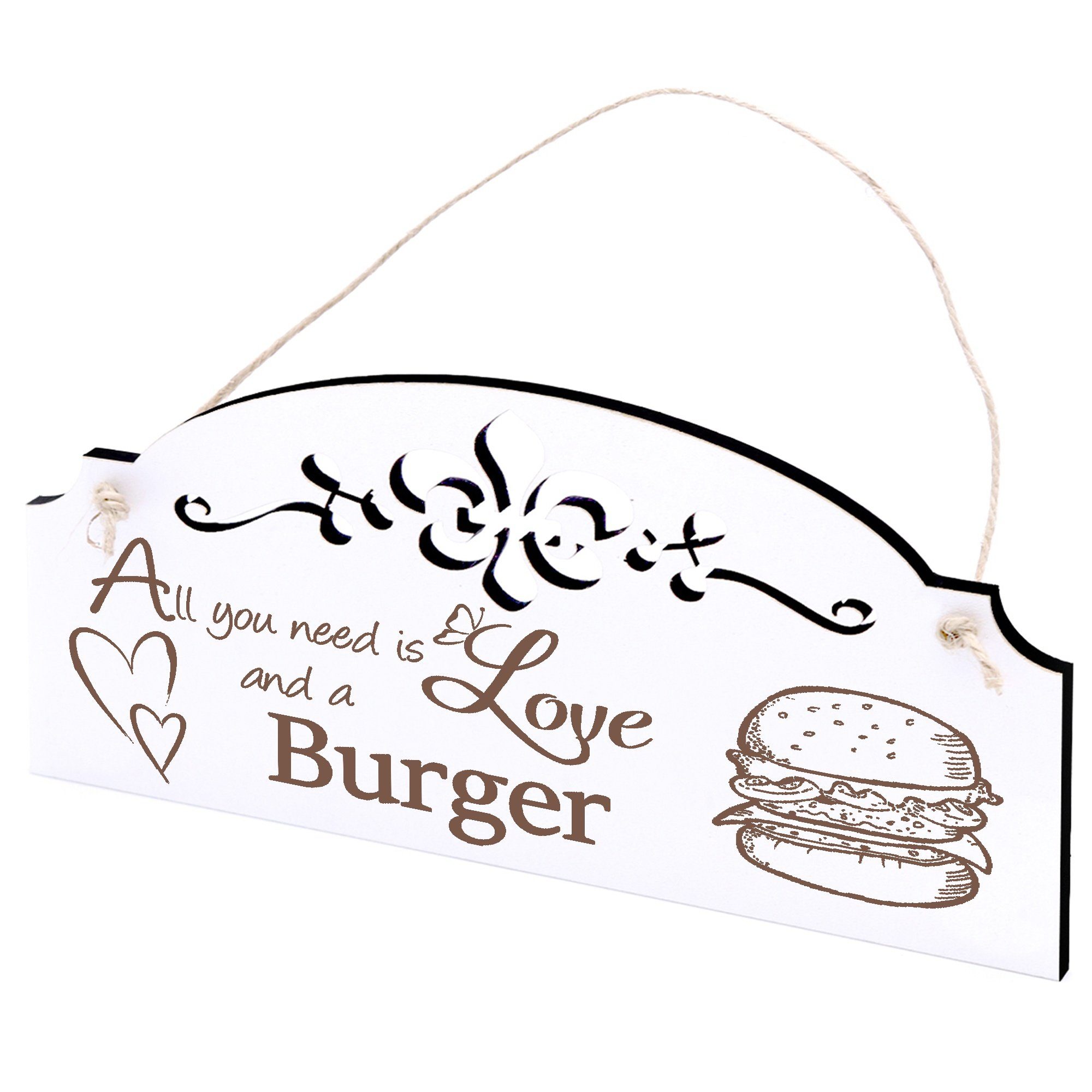 Dekolando Hängedekoration Burger Deko 20x10cm All you need is Love
