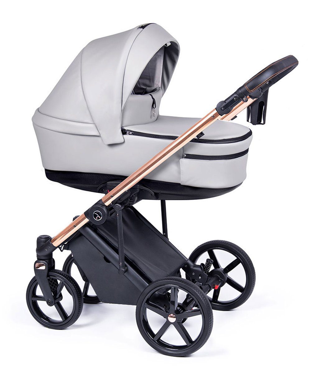 Hellgrau 1 babies-on-wheels - Kombi-Kinderwagen - 14 Kinderwagen-Set = schwarz Gestell Fado Eco 2 in Designs in 21 Teile