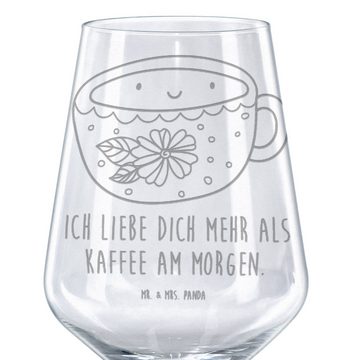 Mr. & Mrs. Panda Rotweinglas Kaffee Tasse - Transparent - Geschenk, Geschenk für Weinliebhaber, Sp, Premium Glas, Stilvolle Gravur