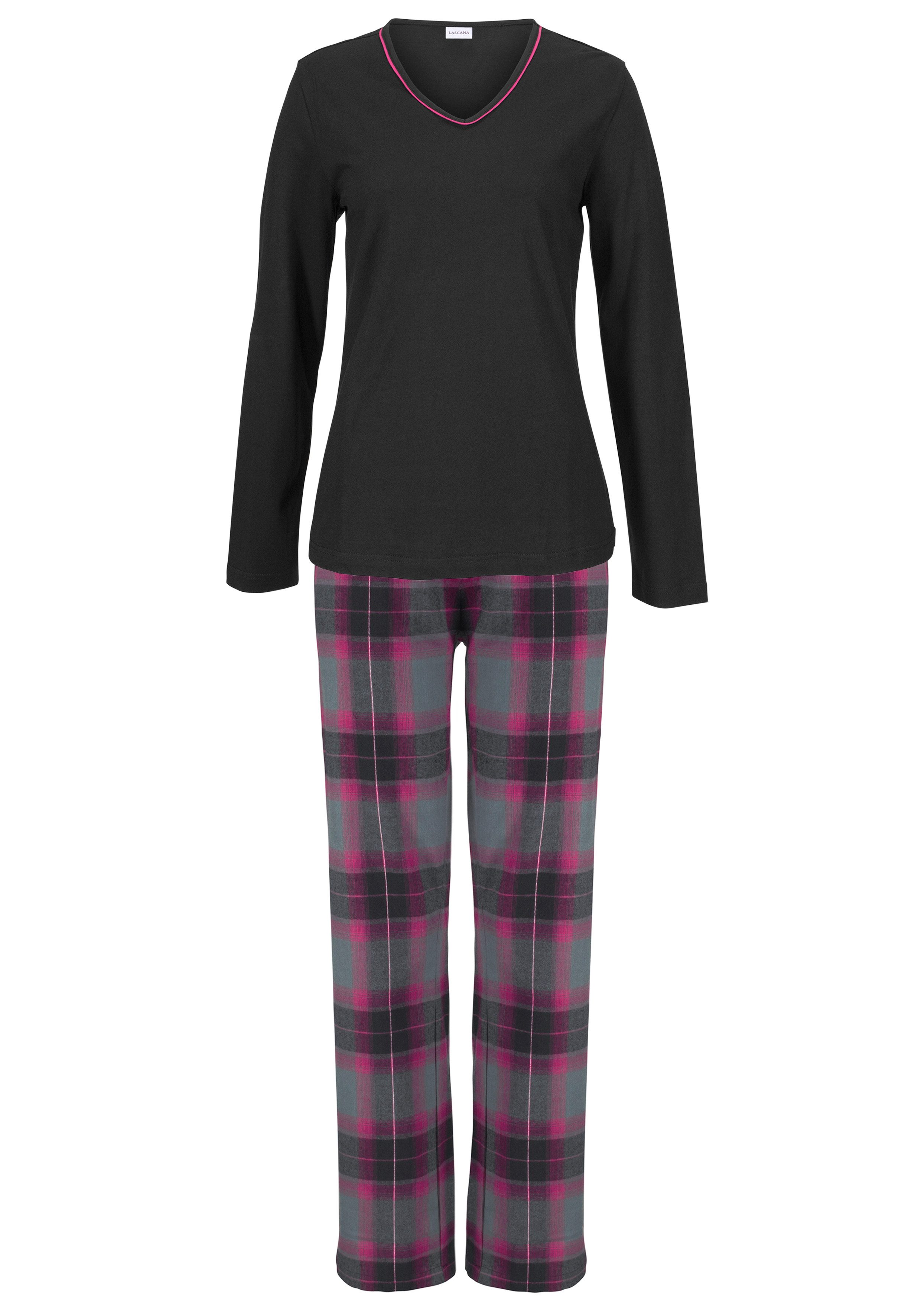 LASCANA Pyjama (2 tlg) mit kuscheliger Flanellhose günstig online kaufen
