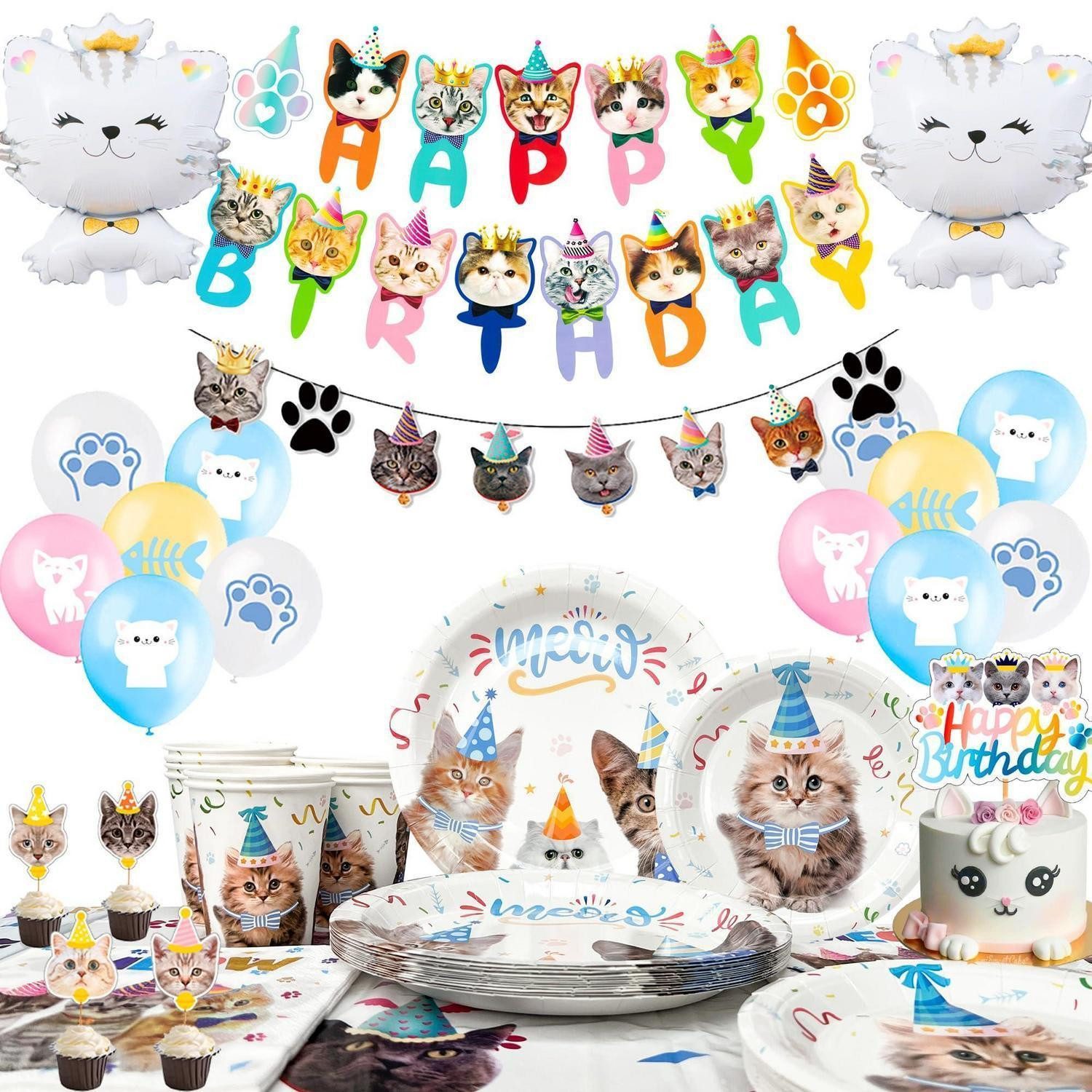 LuxusKollektion Comicfigur Katzen Geburtstag Deko Set 93tlg (93 St)