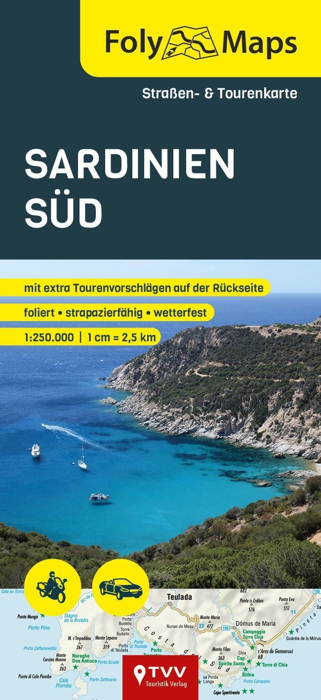 Reiseführer FolyMaps Sardinien Süd Straßen- und Tourenkarte 1:250 000 diverse