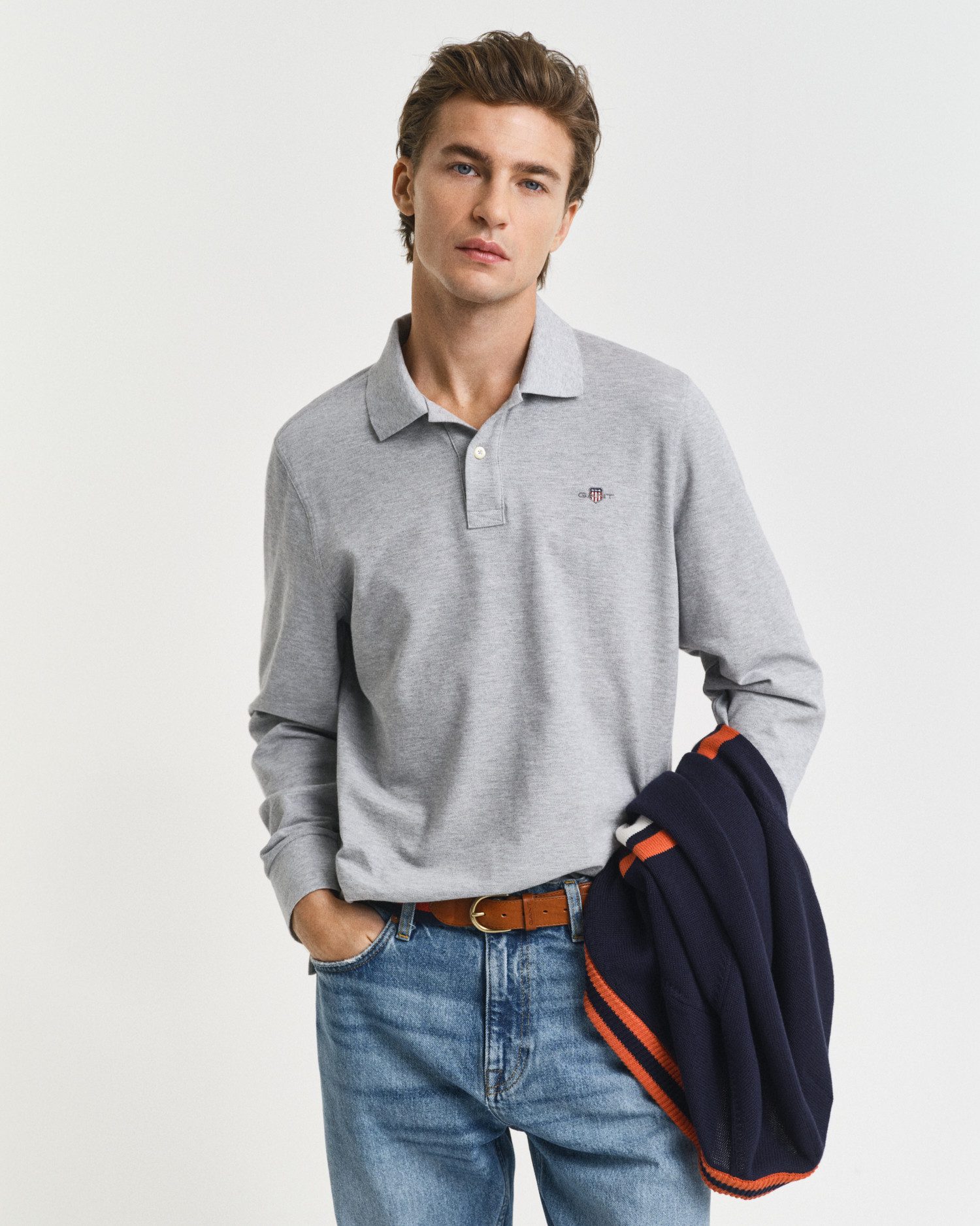 Gant Poloshirt REG SHIELD LS PIQUE RUGGER mit Logotickerei auf der Brust