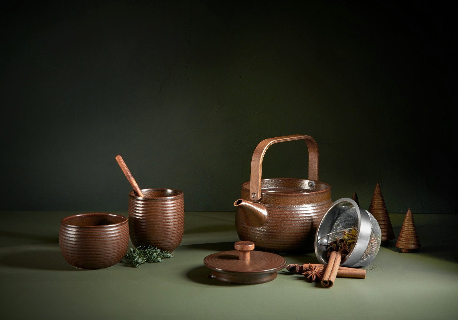 ASA SELECTION Teekanne kitchen'art Teekanne mit Holzgriff brown 0,6l, 0.6 l, Geschirr