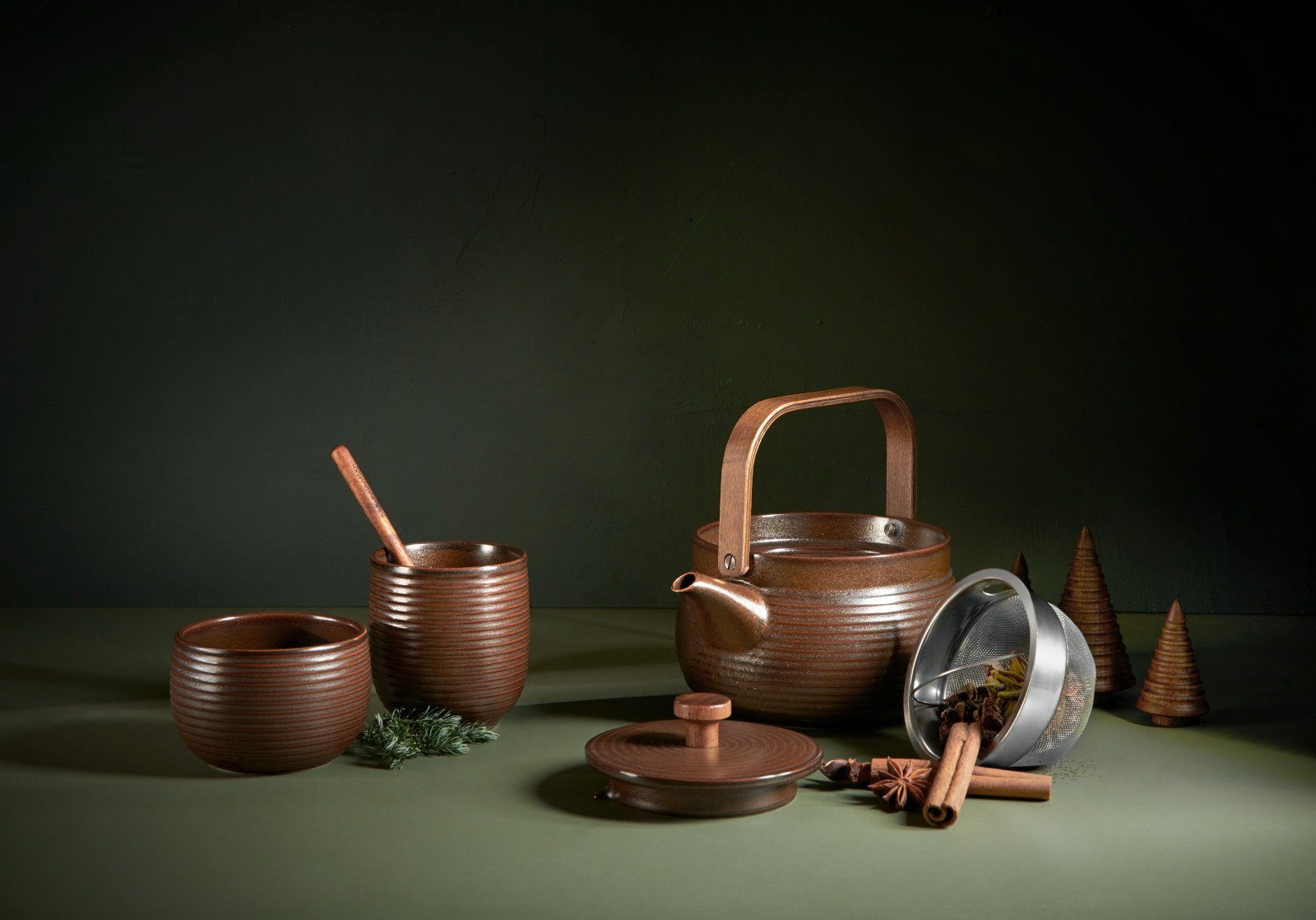ASA SELECTION Teekanne kitchen\'art Teekanne mit Holzgriff 1,5l brown
