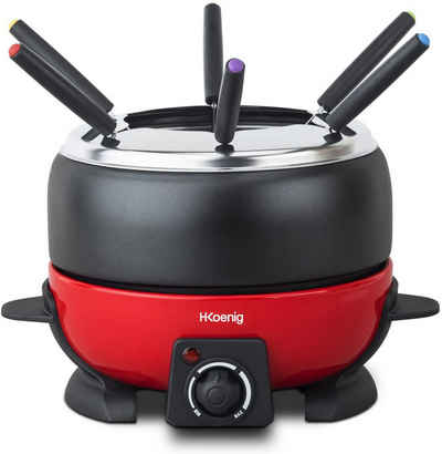 H.Koenig Raclette und Fondue-Set ALP1800 elektrisches Fondue-Set, schwarz-rot für 6 Personen, 800 W