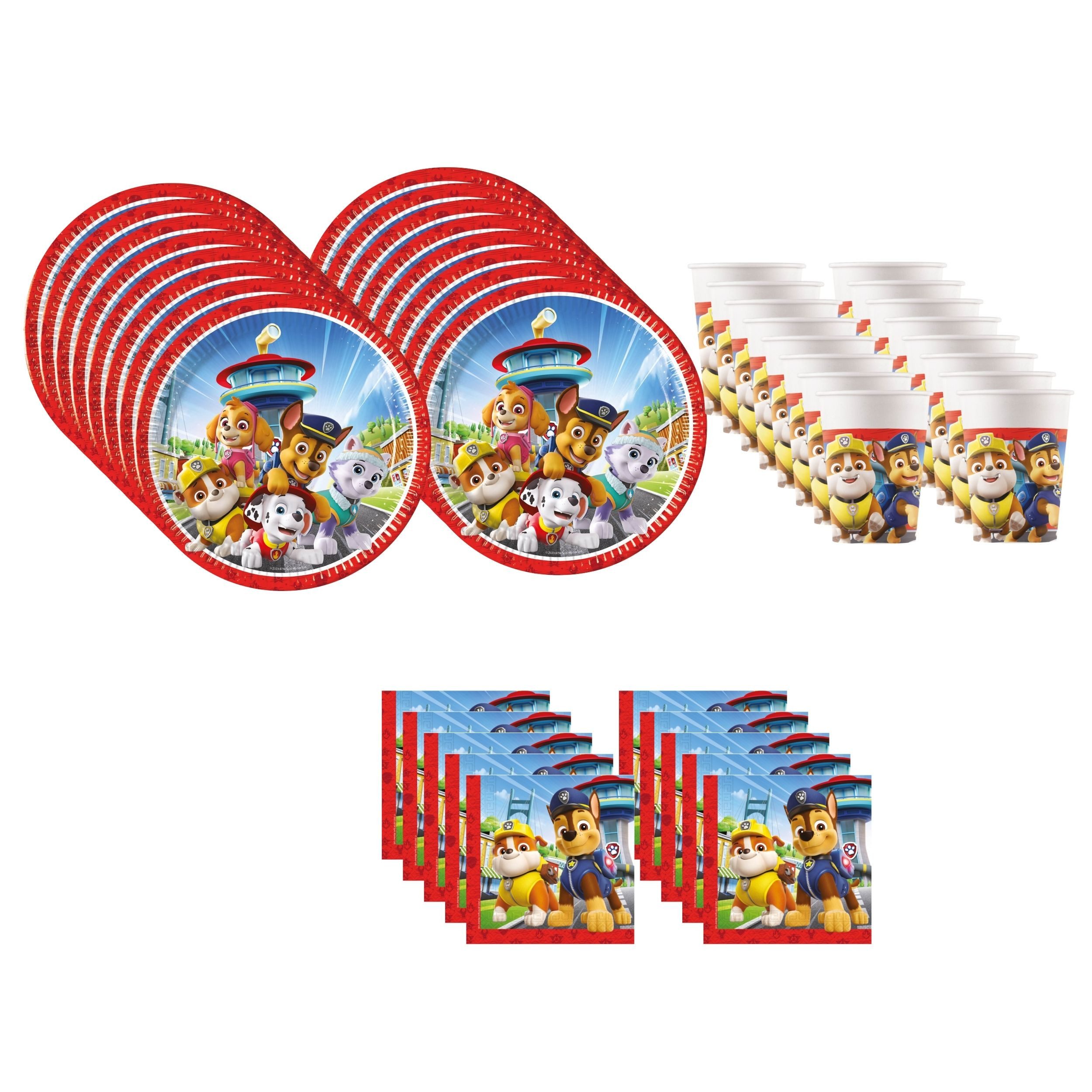 Procos Einweggeschirr-Set Paw Patrol Partygeschirr Set 52-tlg Kindergeburtstag Rescue Heroes, 16 Personen