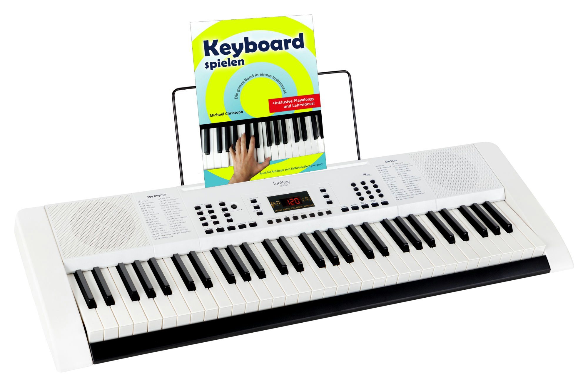 FunKey Home Keyboard 61 Edition (300 Sounds, 300 Rhythmen), (Schüler-Set, inkl. Keyboardschule), mit Begleitautomatik und intelligente Lernfunktion