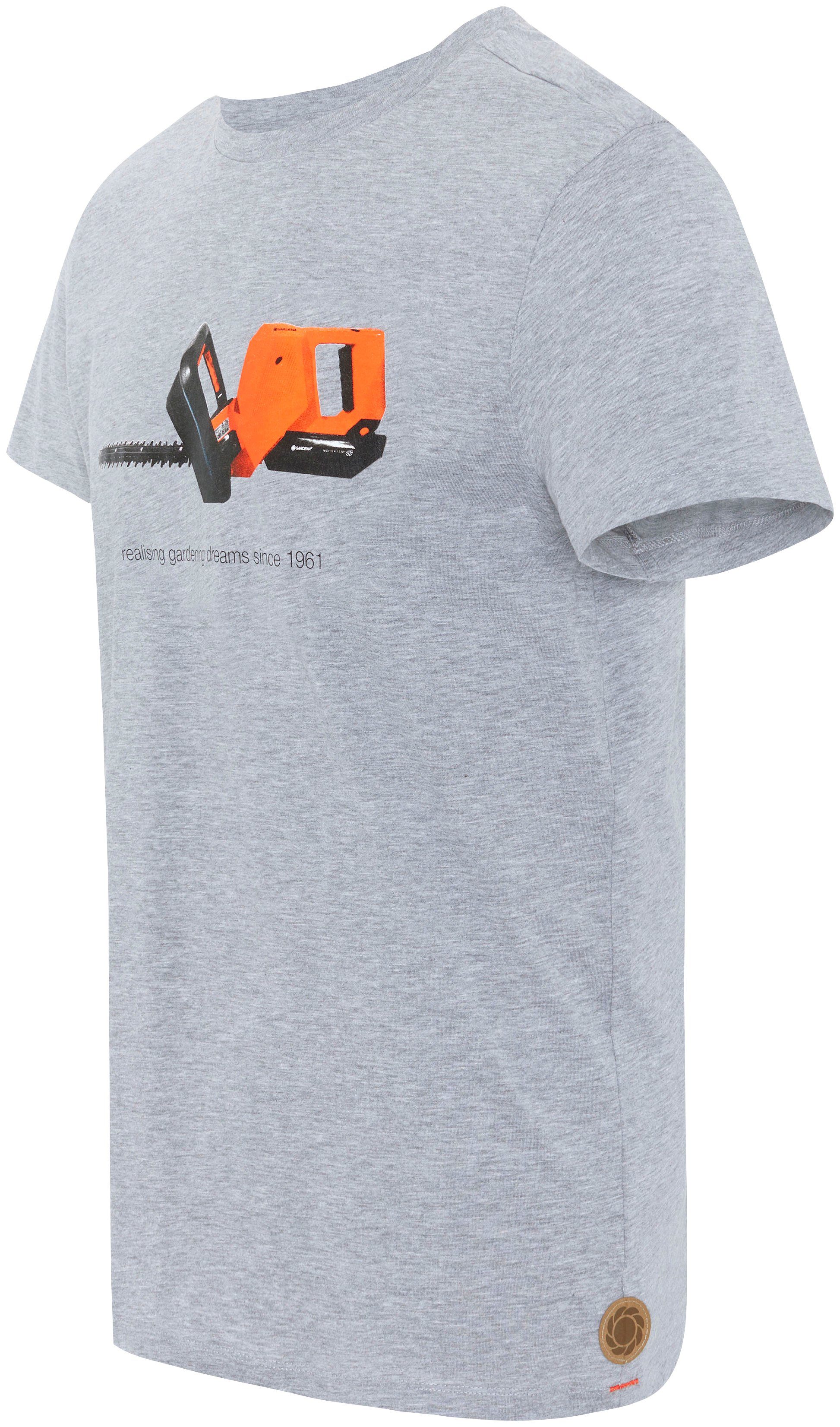 GARDENA T-Shirt Light Grey Aufdruck Melange mit