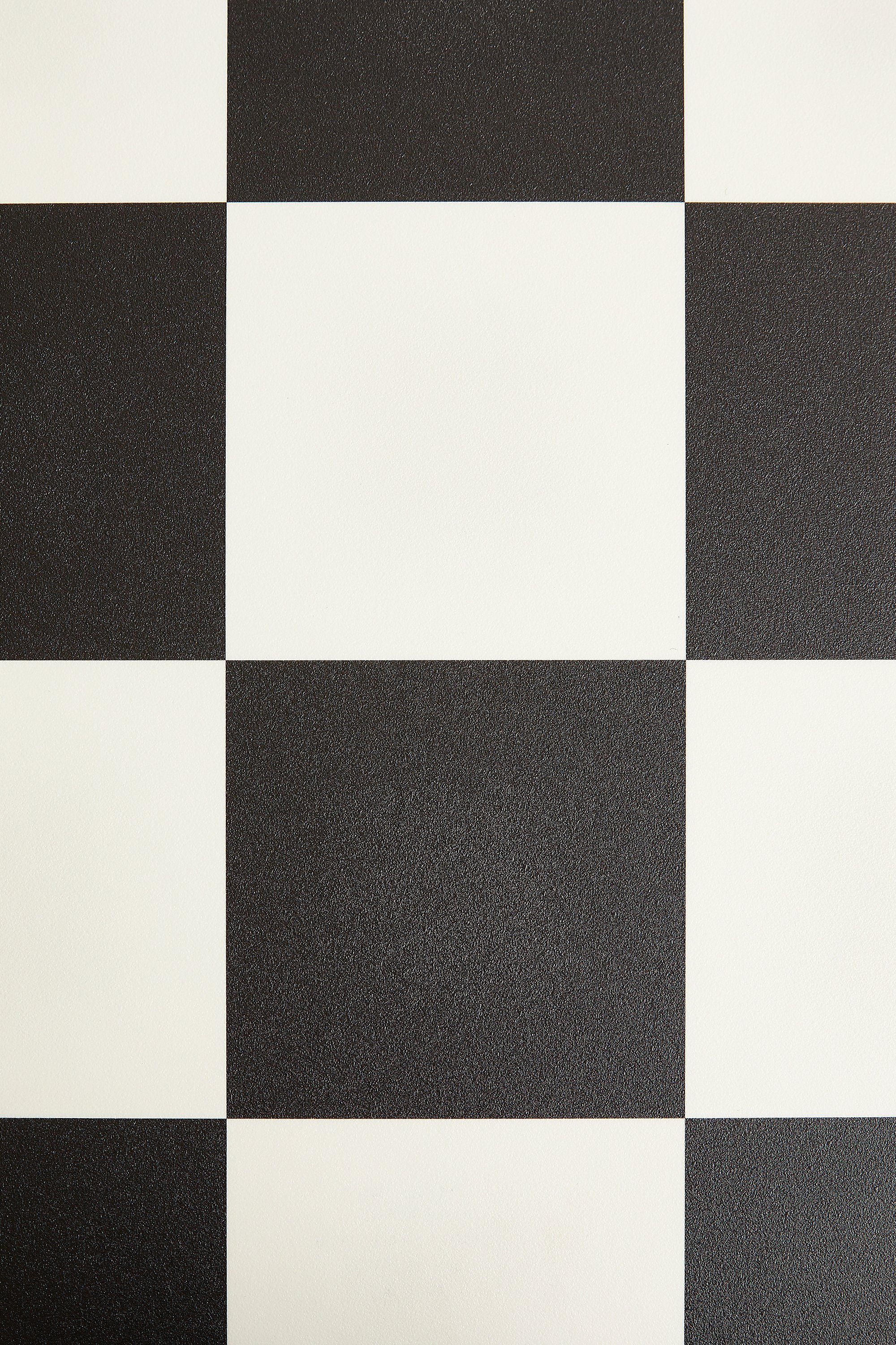 misento Vinylboden Schachbrett Scharz-Weiß, Fußbodenheizung geeignet,  strapazierfähig, pflegeleicht, PVC Bodenbelag Meterware 2 m breit,  Fliesenoptik, Stärke 2,8 mm