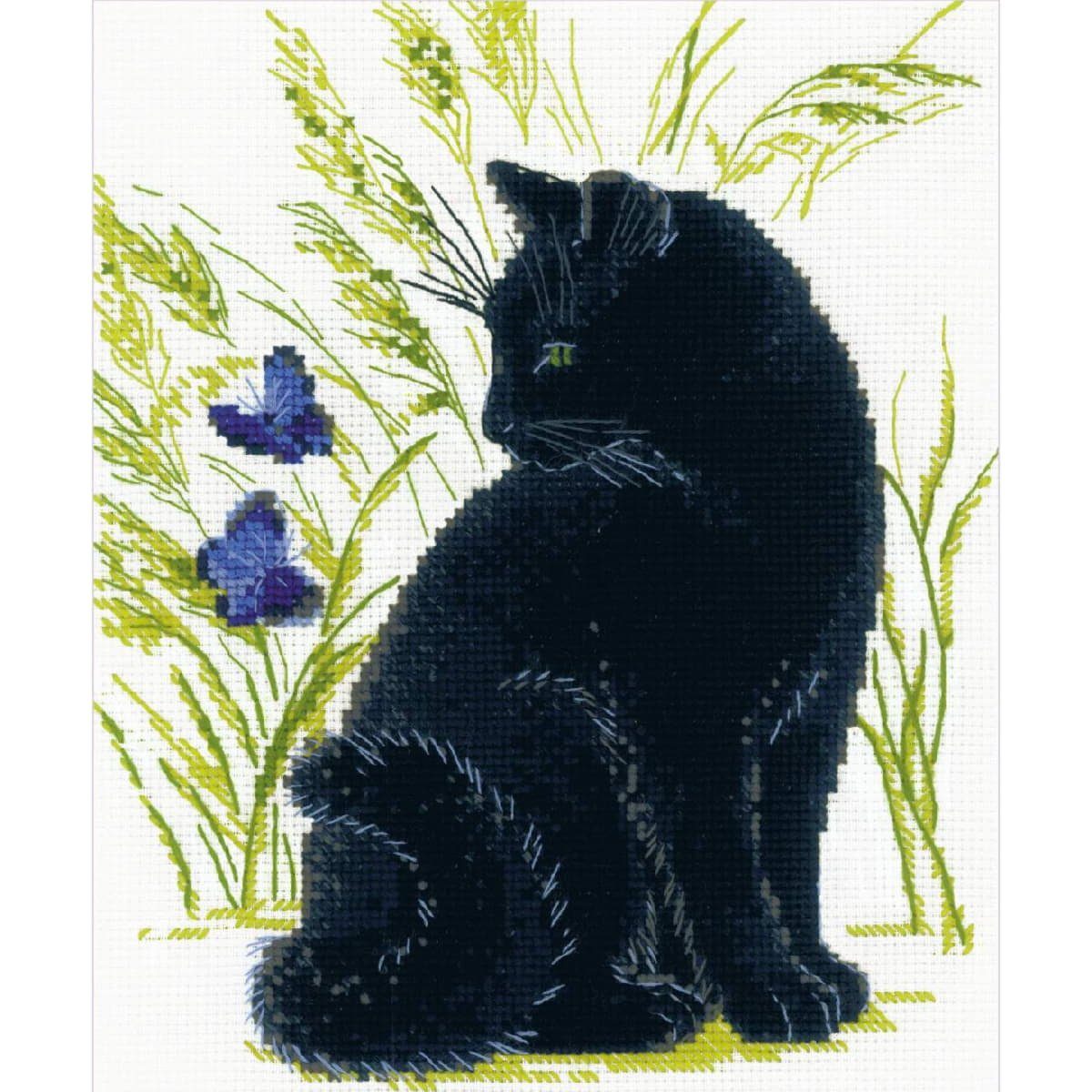 Riolis Kreativset Riolis Kreuzstich Set "Schwarze Katze", Zählmuster, 24x30cm, (embroidery kit by Marussia)