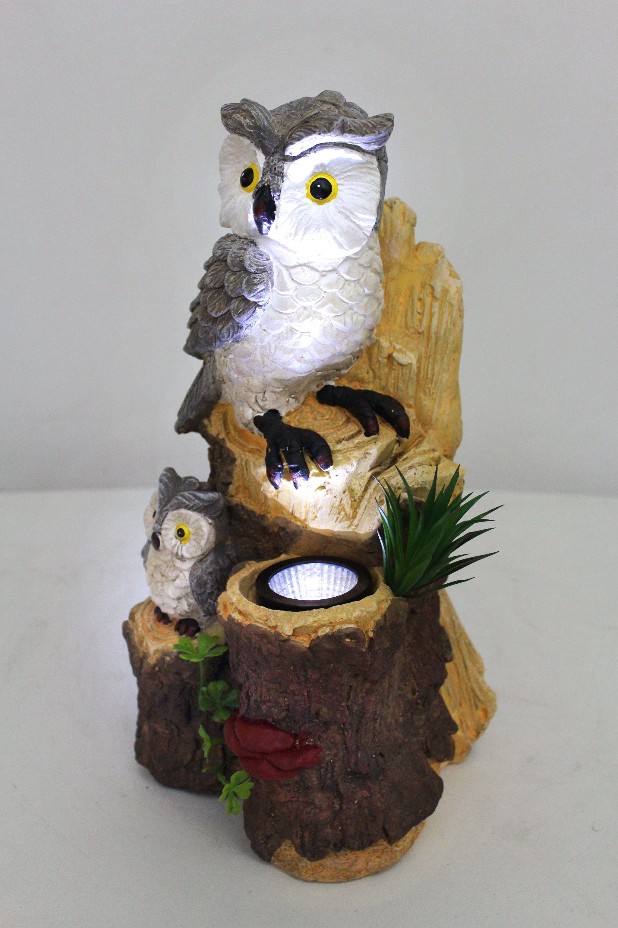 Arnusa Gartenfigur Solarlampe Eule auf Baumstamm Gartendekoration 36 cm, Ti günstig online kaufen