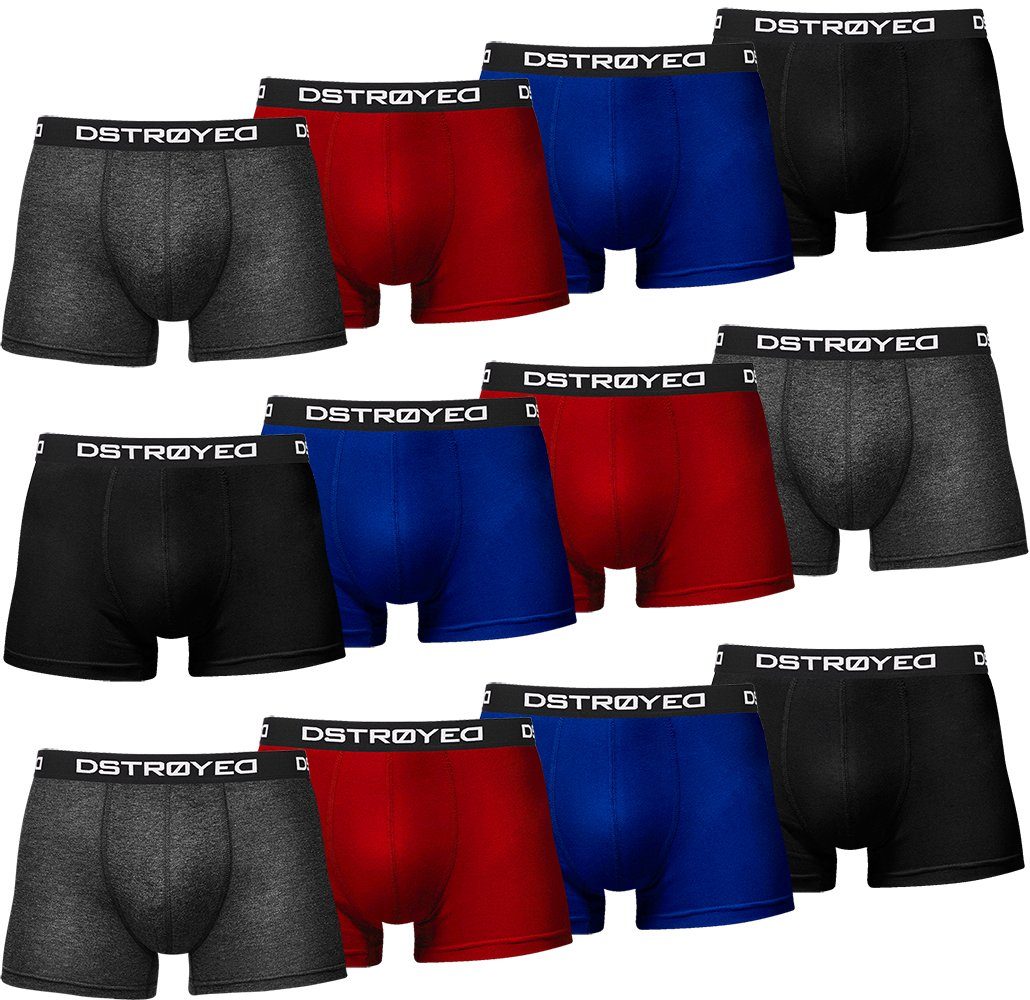 DSTROYED Боксерские мужские трусы, боксерки Herren 12er Pack Unterwäsche Unterhosen Männer Retroshorts (Spar-Pack, 12er Pack) S - 7XL