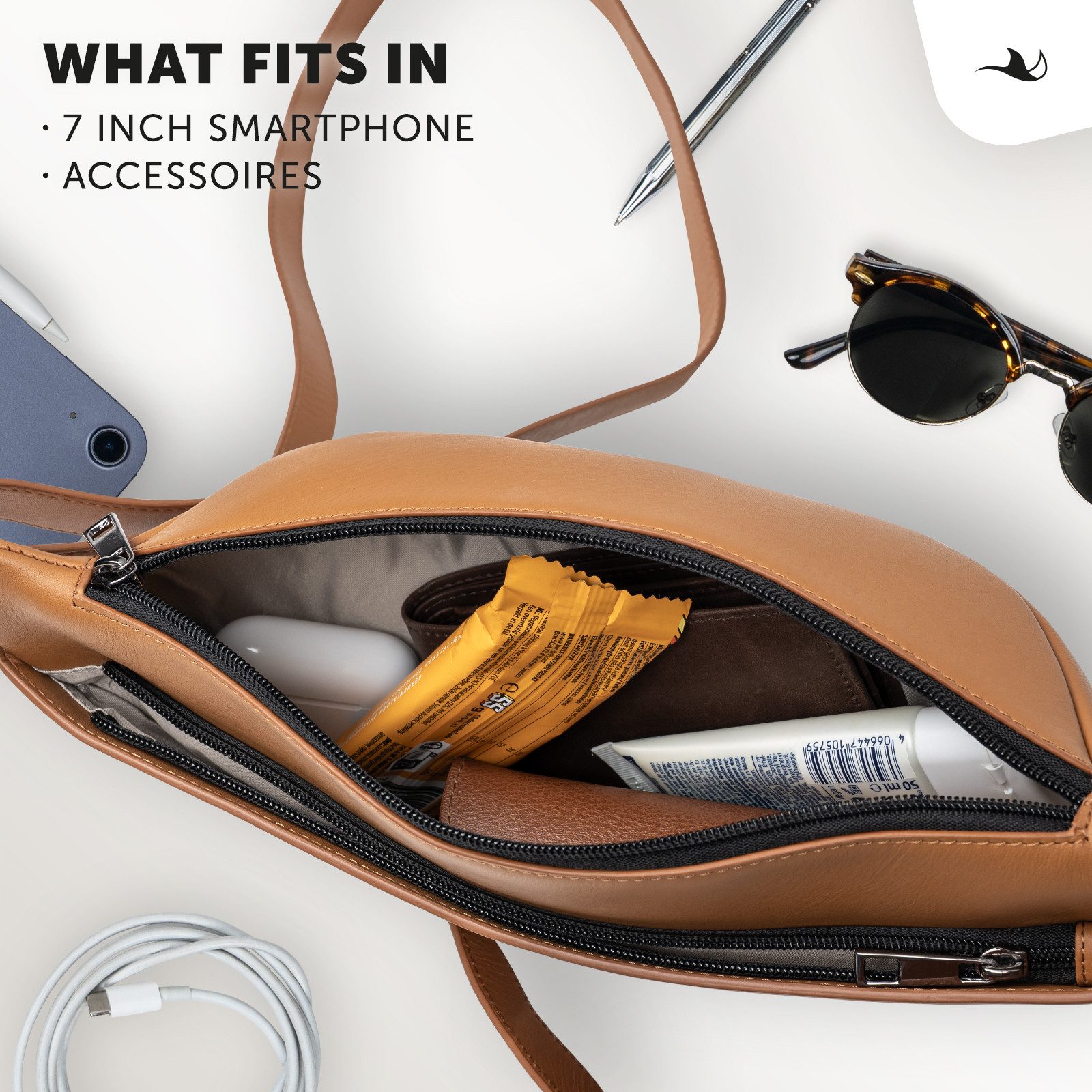 MANTA Bauchtasche Echtleder Belt Bag, stylische Bauchtasche zum Umhängen, Crossbody Bag, Echtes Leder