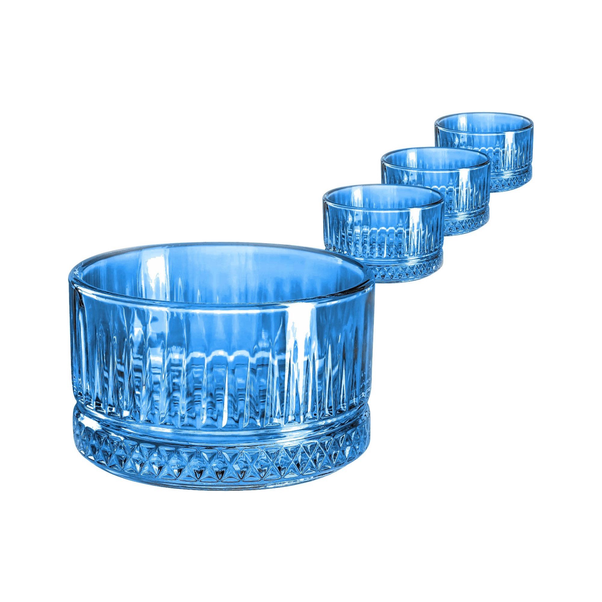 Pasabahce Snackschale Elysia 4 Tlg. Set Snackschale aus Glas in Blau Servierschale, (4-tlg)