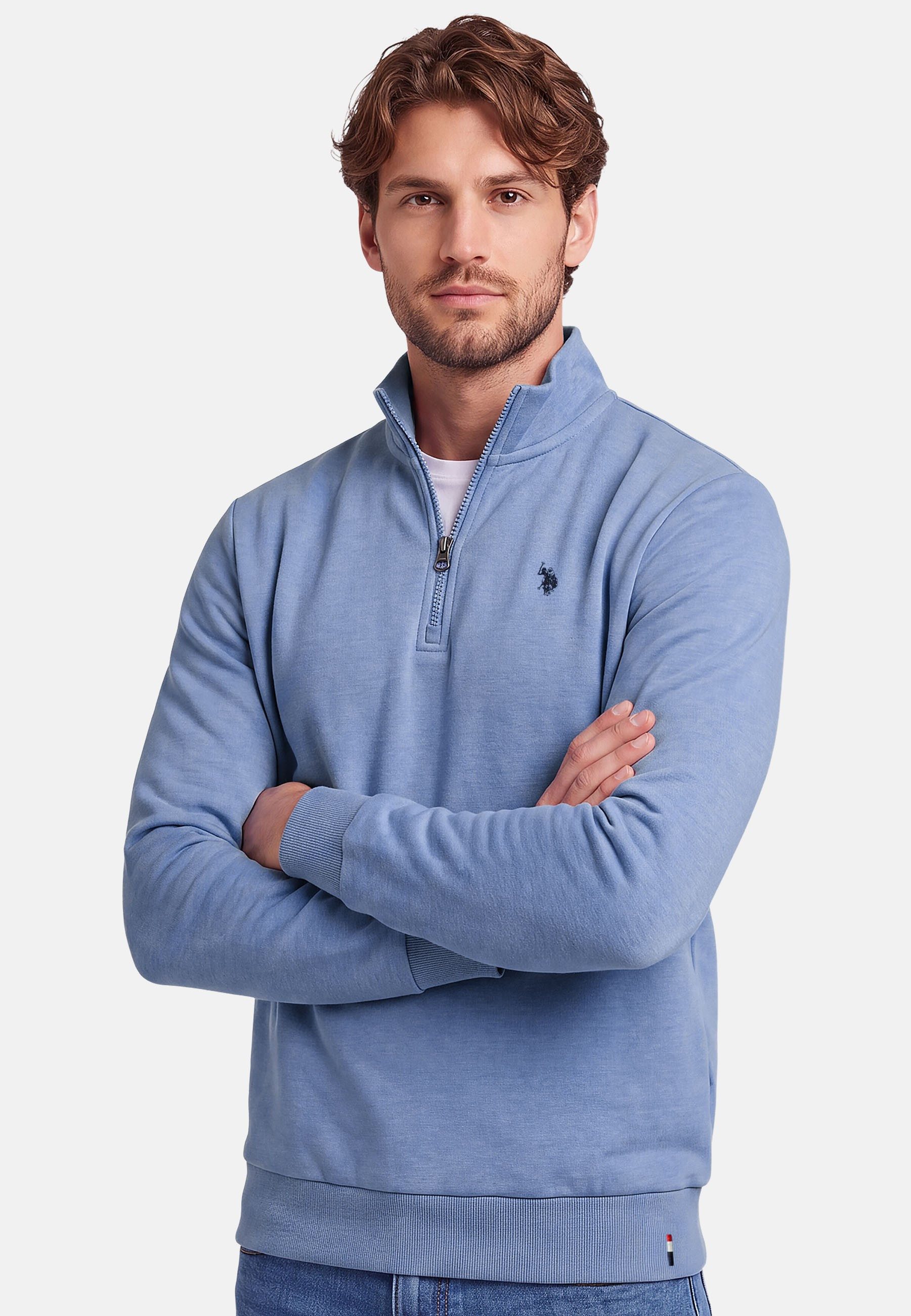 U.S. Polo Assn. Stehkragenpullover USNiico – Herren Half-Zip Pullover mit Logo-Stickerei Weiche Baumwollmischung, sportlich-elegantes Design und hoher Komfort – Bild 2 von 5
